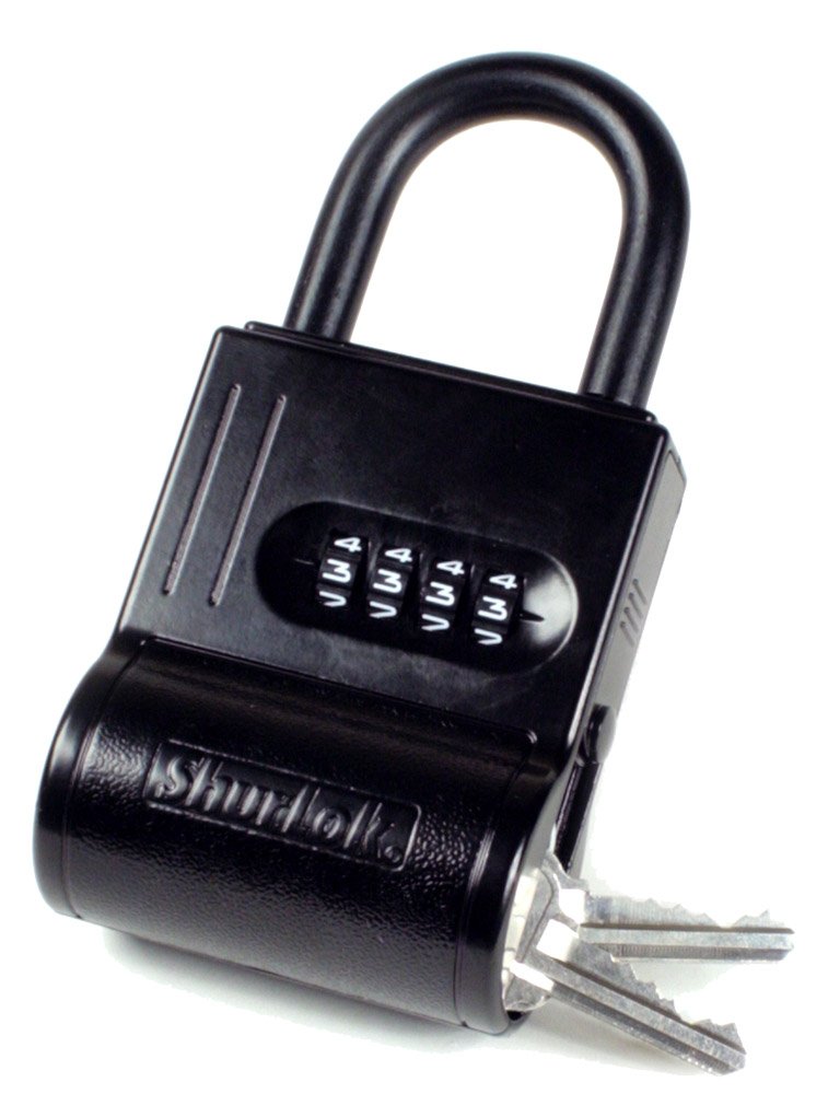 ShurLok SL-200W 4-Dial Combination Lock Box with Numbered Key Storage - Secure Black Safe for Home, Office & Travel Use