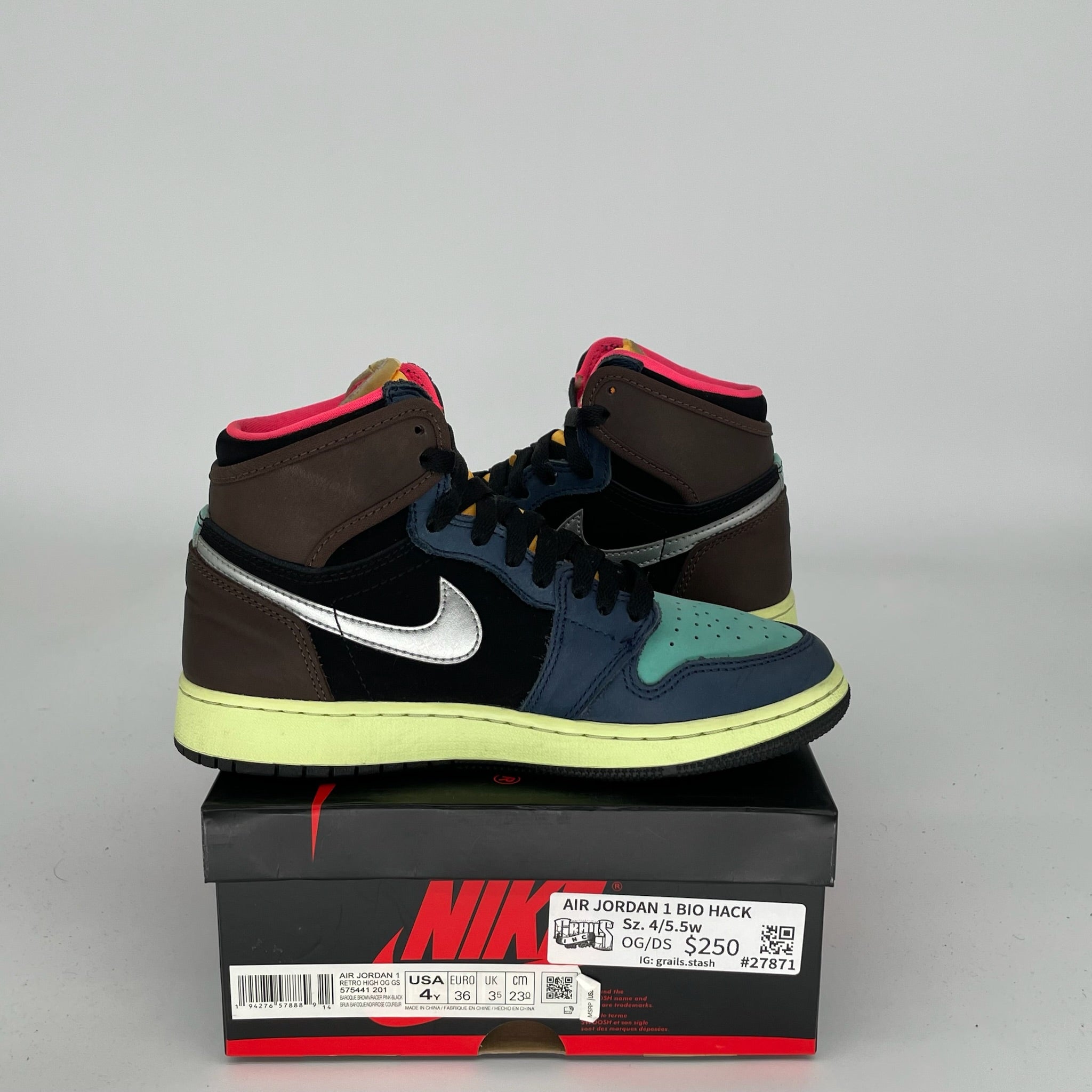 AIR JORDAN 1 BIO HACK Size 4Y Sneakers 575441-201 | Retro Basketball Shoes for Kids | Perfect for School, Sports & Streetwear Fashion