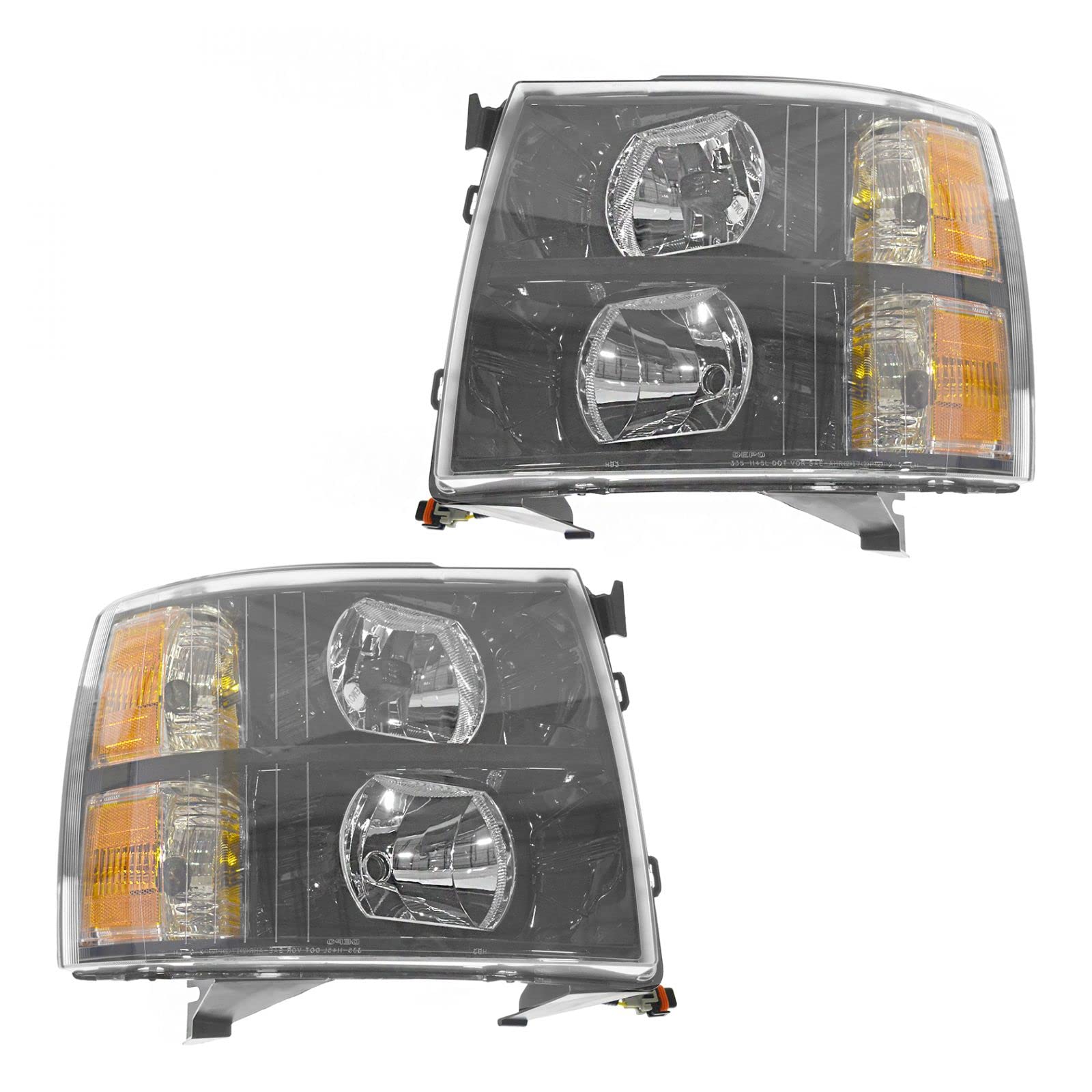 07-14 Chevy Silverado Black Bezel Performance Headlights Pair Set - Upgrade for Night Driving & Off-Road Adventures
