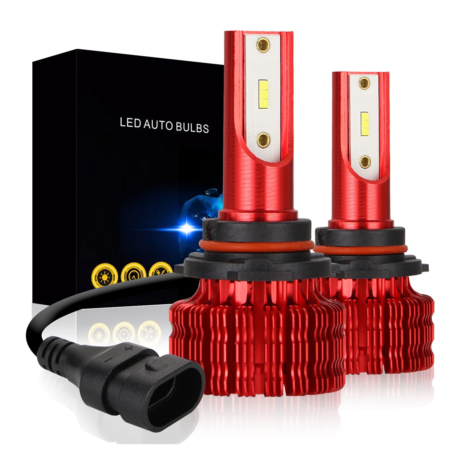 Hapeisy 9006/HB4 LED Headlights - 6500K White, 2PCS - Perfect for Night Driving