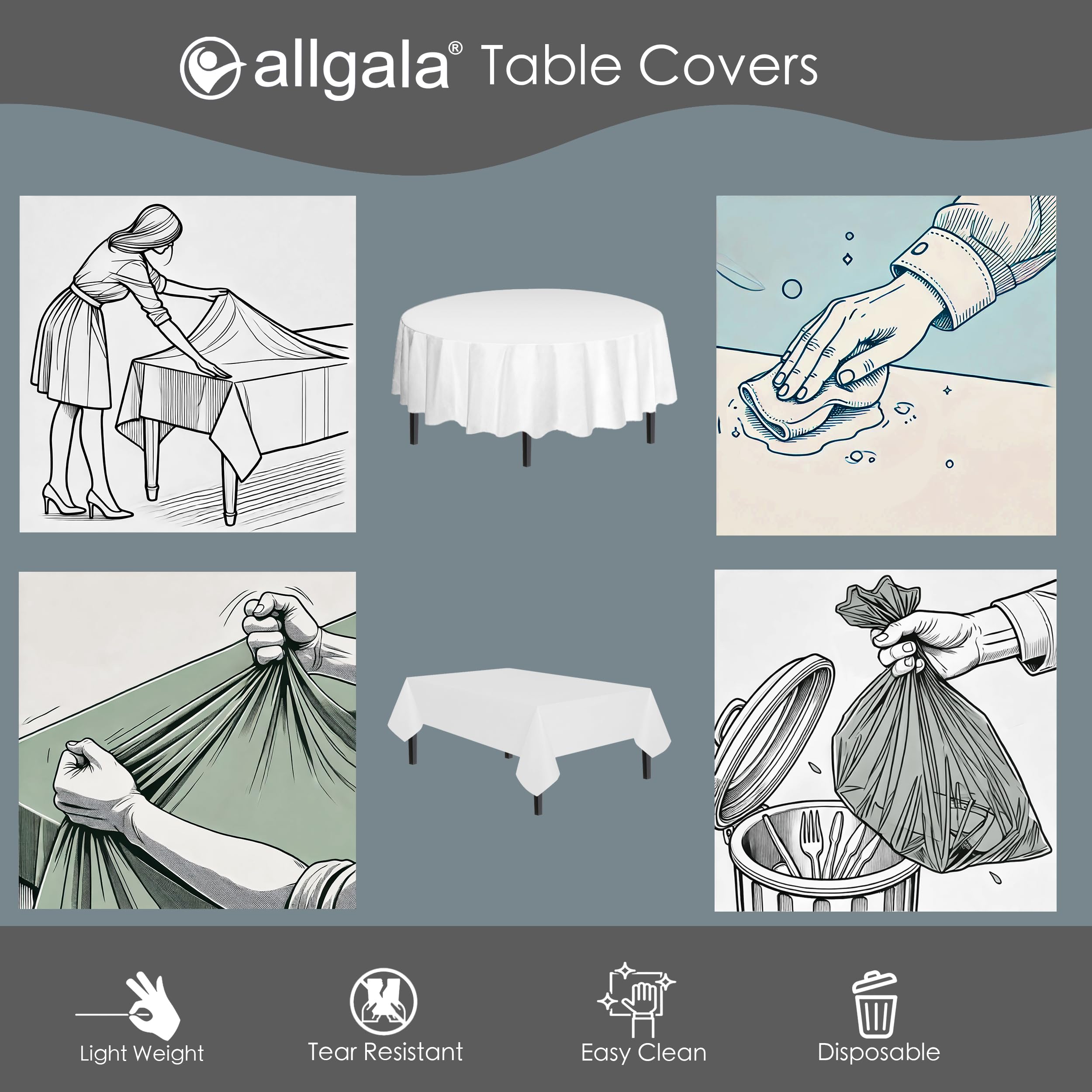Waterproof Disposable Tablecloth 6PK - 84