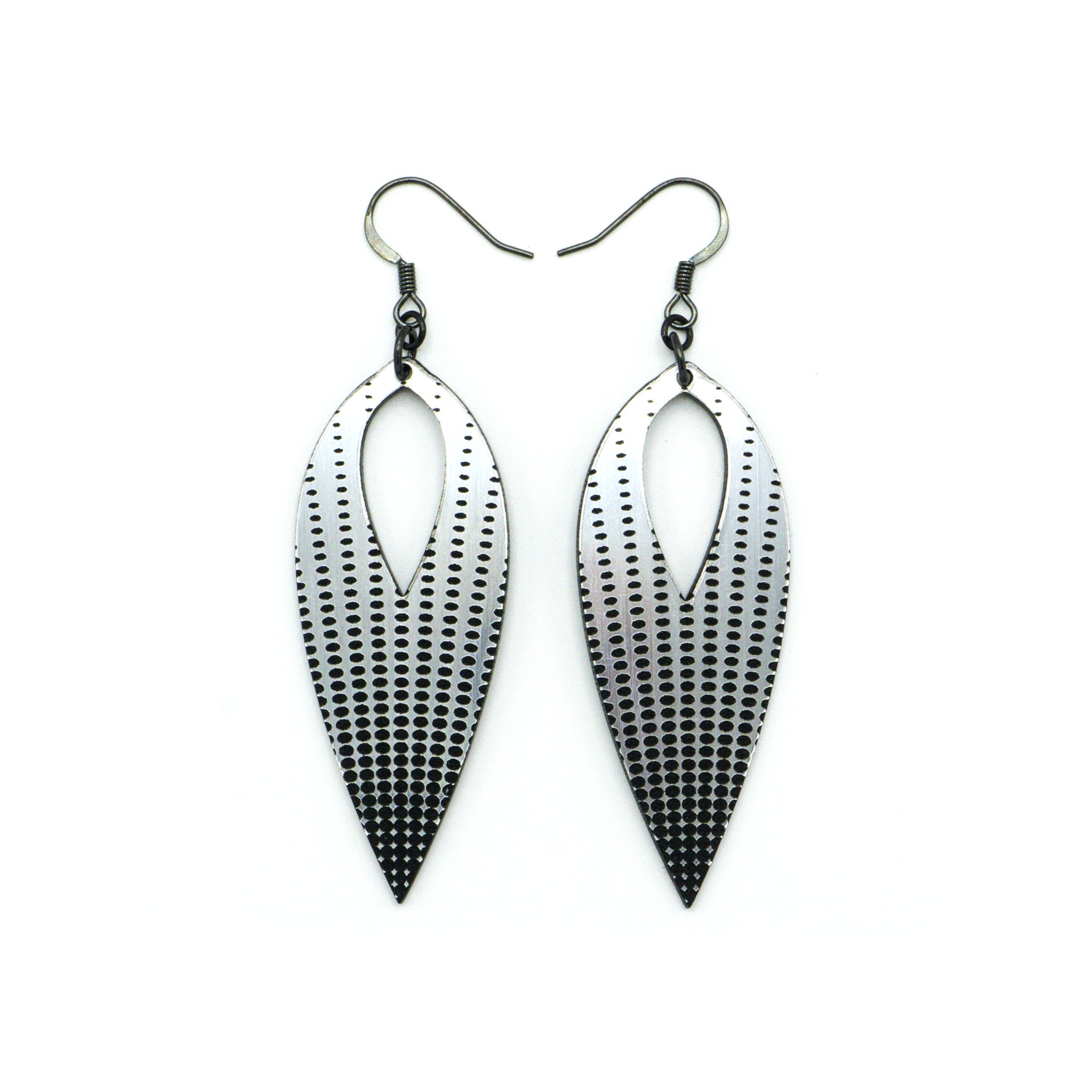 Nativas 09 Acrylic Earrings - Brushed Silver & Black Dangle Earrings for Women | Trendy Fashion Accessories for Parties, Work & Everyday Wear