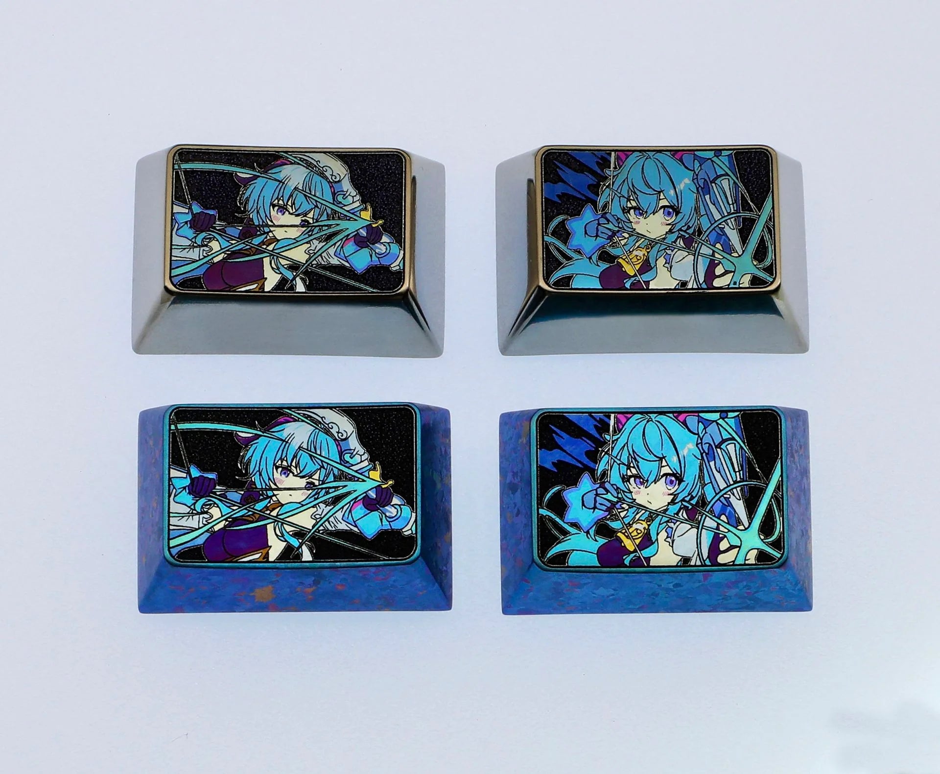 Genshin Impact Ganyu R3 Keycaps - Titanium Alloy Custom Keycaps for Mechanical Keyboards - Perfect for Gaming & Typing Enthusiasts
