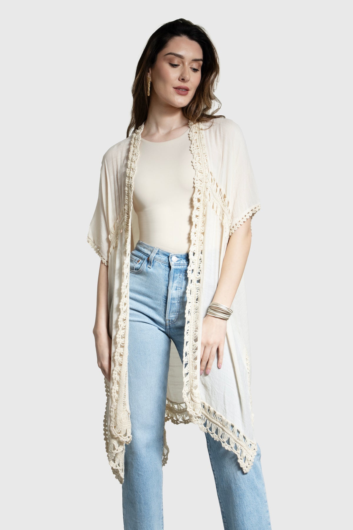 Stylish Costa Crochet Kimono Cover Up - Lightweight Beachwear for Women, Perfect for Poolside, Vacation & Summer Outfits