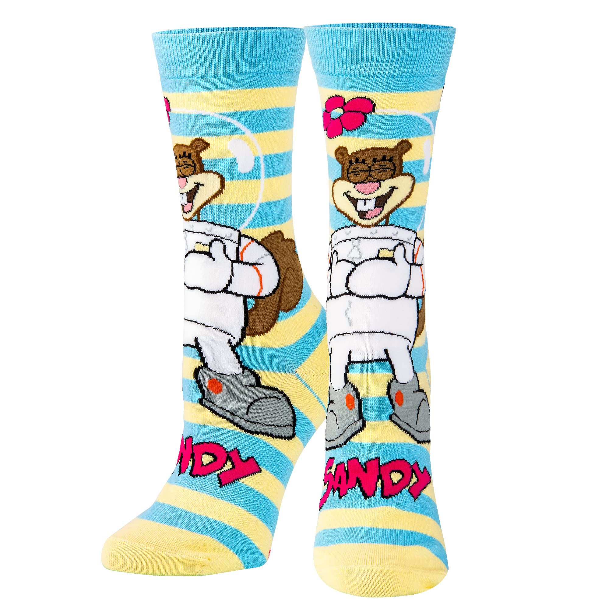 SpongeBob Cartoon Socks for Women - Nickelodeon Sandy Cheeks Novelty Crew Socks (Large) - Fun & Comfortable Socks for Cosplay, Gifts, and Daily Wear