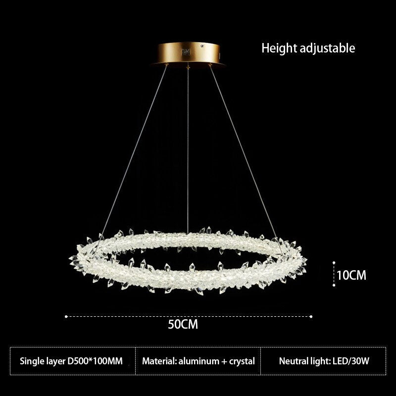 Elegant Crystal Chandelier Ring - Modern LED Ceiling Light Fixture for Dining Room, Living Room & Bedroom | Perfect for Home Decor & Wedding Events