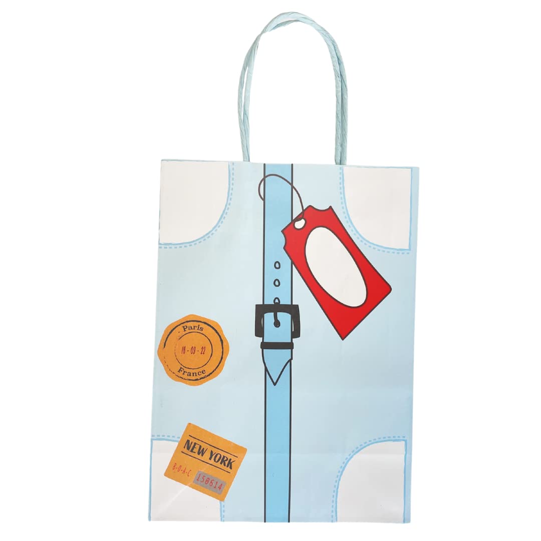 Vintage Airplane Party Favor Bags (Set of 8) - Travel Theme Treat Bags for Kids Birthday, Baby Shower & Airplane Themed Events - Perfect for Goodie Bags, Candy Favors & Travel Party Decorations