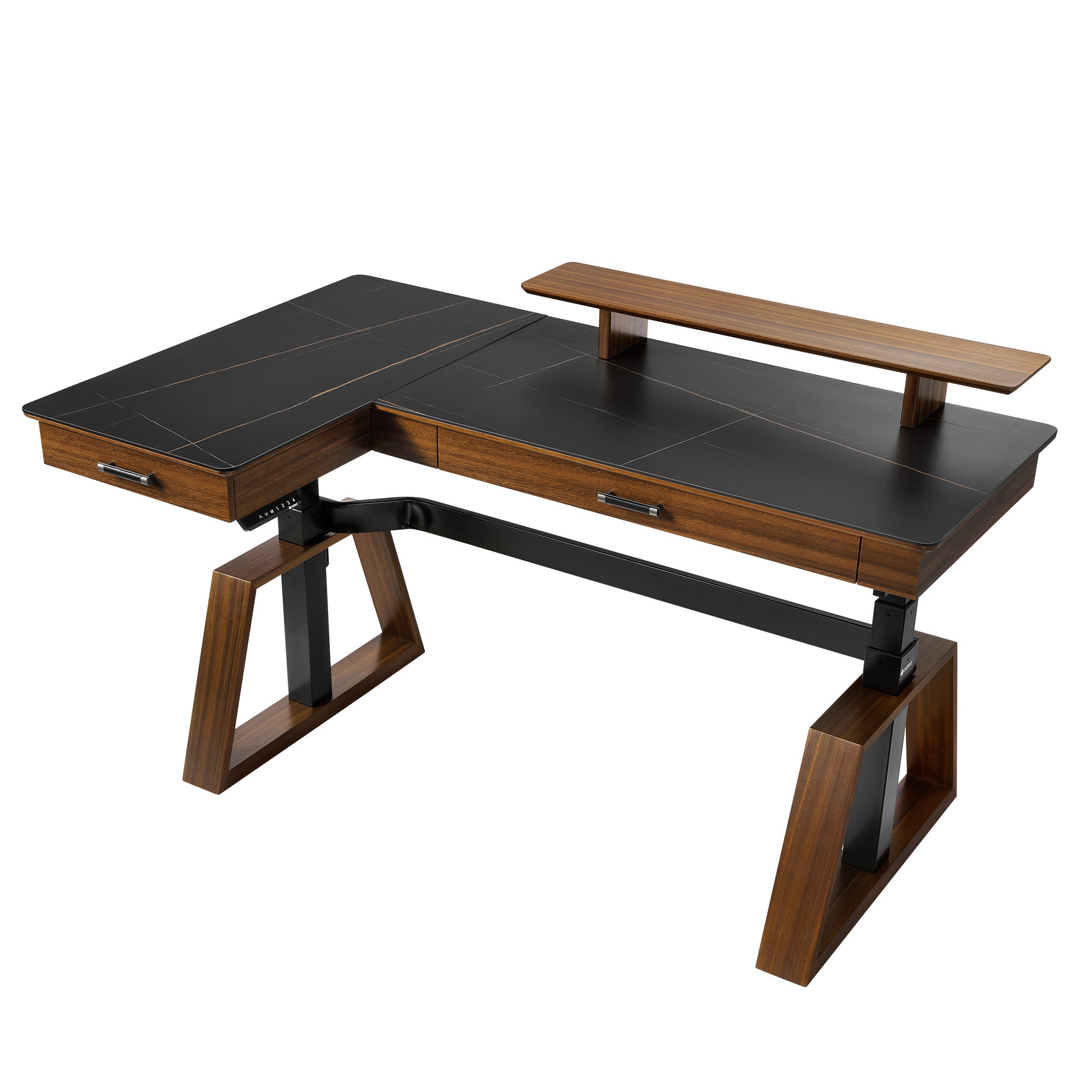 Premium L-Shaped Standing Desk with Sintered Stone Top - Ergonomic Home Office Workstation for Professionals & Remote Workers