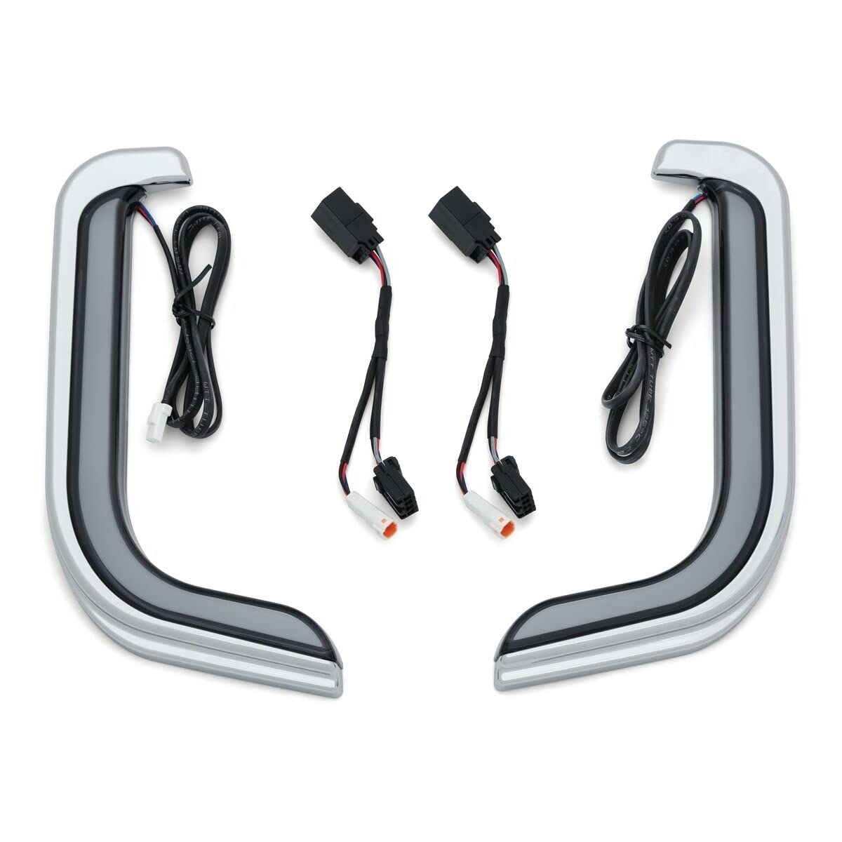 Kuryakyn 2956 Lower Fairing Lights Tracer Chrome - Motorcycle LED Accent Lights for Harley Davidson, Gray/Black/Yellow (Pair) - Enhance Night Visibility & Custom Styling for Cruiser Bikes
