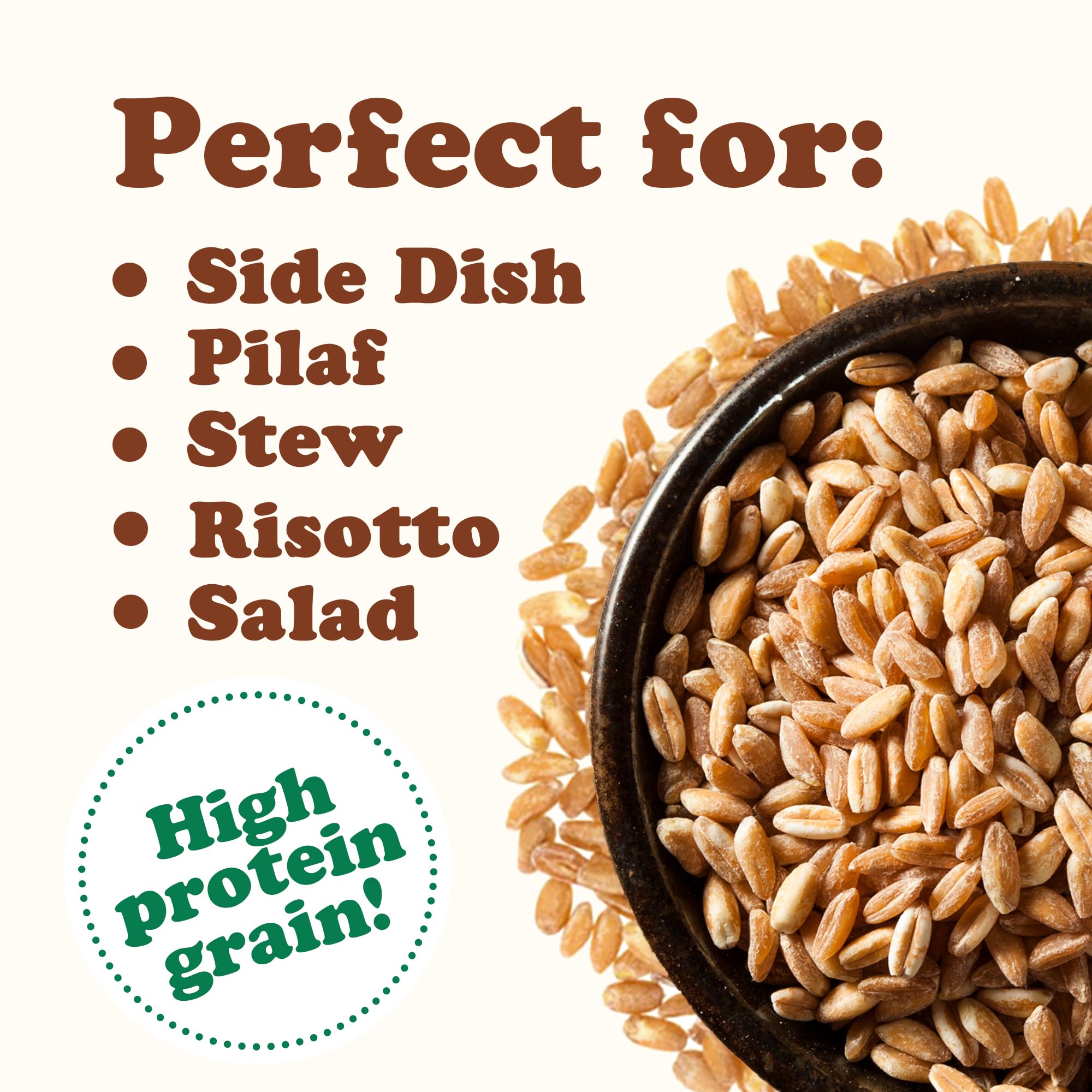 Organic Italian Pearled Farro 1.5 lb | Non-GMO, Kosher, Vegan Whole Grain | High Fiber & Protein | No Sodium or Sugar | Perfect for Salads, Soups & Healthy Meal Prep