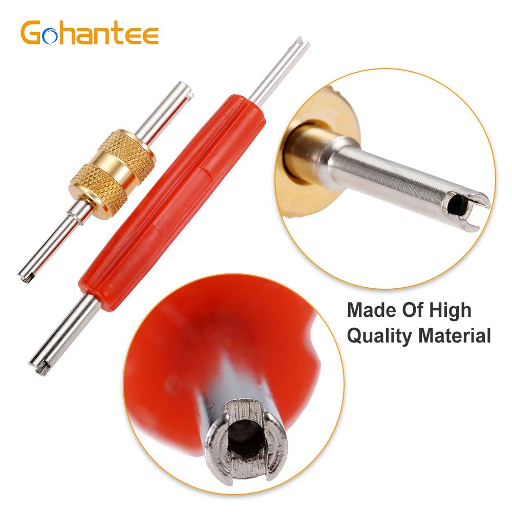 Gohantee AC Schrader Valve Core Remover Tool - Dual Head R134a R12 Car Air Conditioning & Tire Repair Kit for Automotive AC Service and Maintenance - Perfect for Mechanics, DIY Enthusiasts, and Home Garage Use