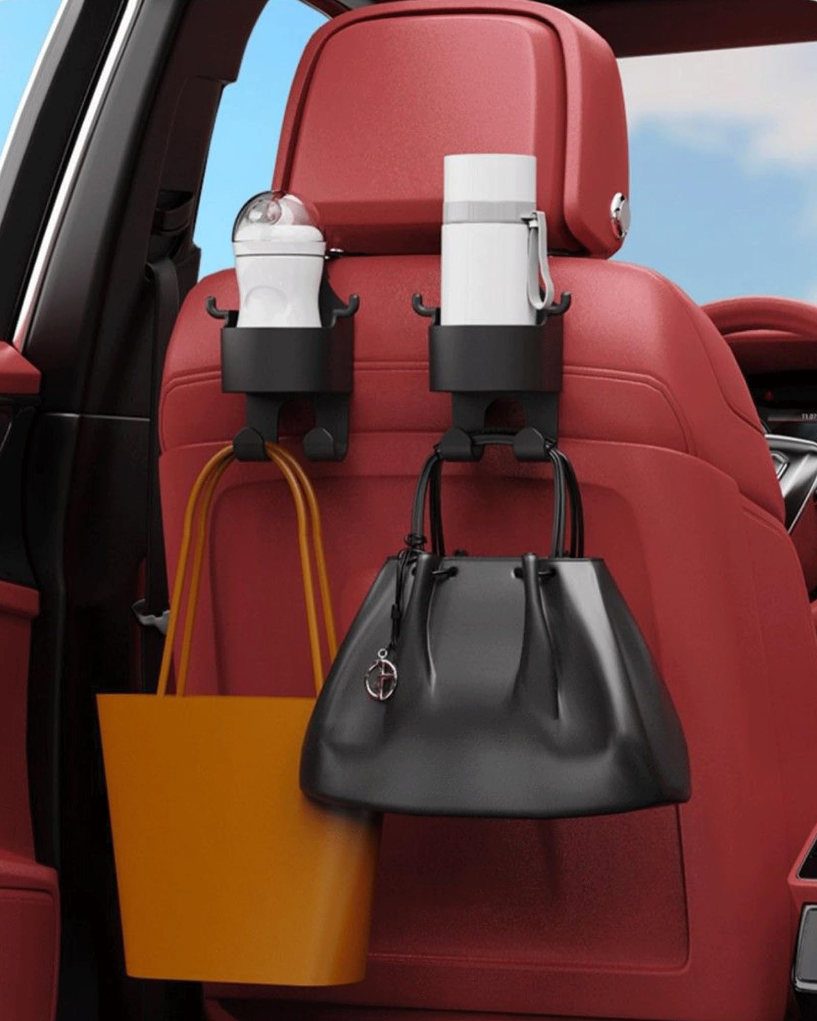 4PCS Multifunctional Car Seat Back Hook - Adjustable Phone Holder & Cup Storage Organizer for Car, Home, Office | Perfect for Road Trips, Commuting & Daily Organization