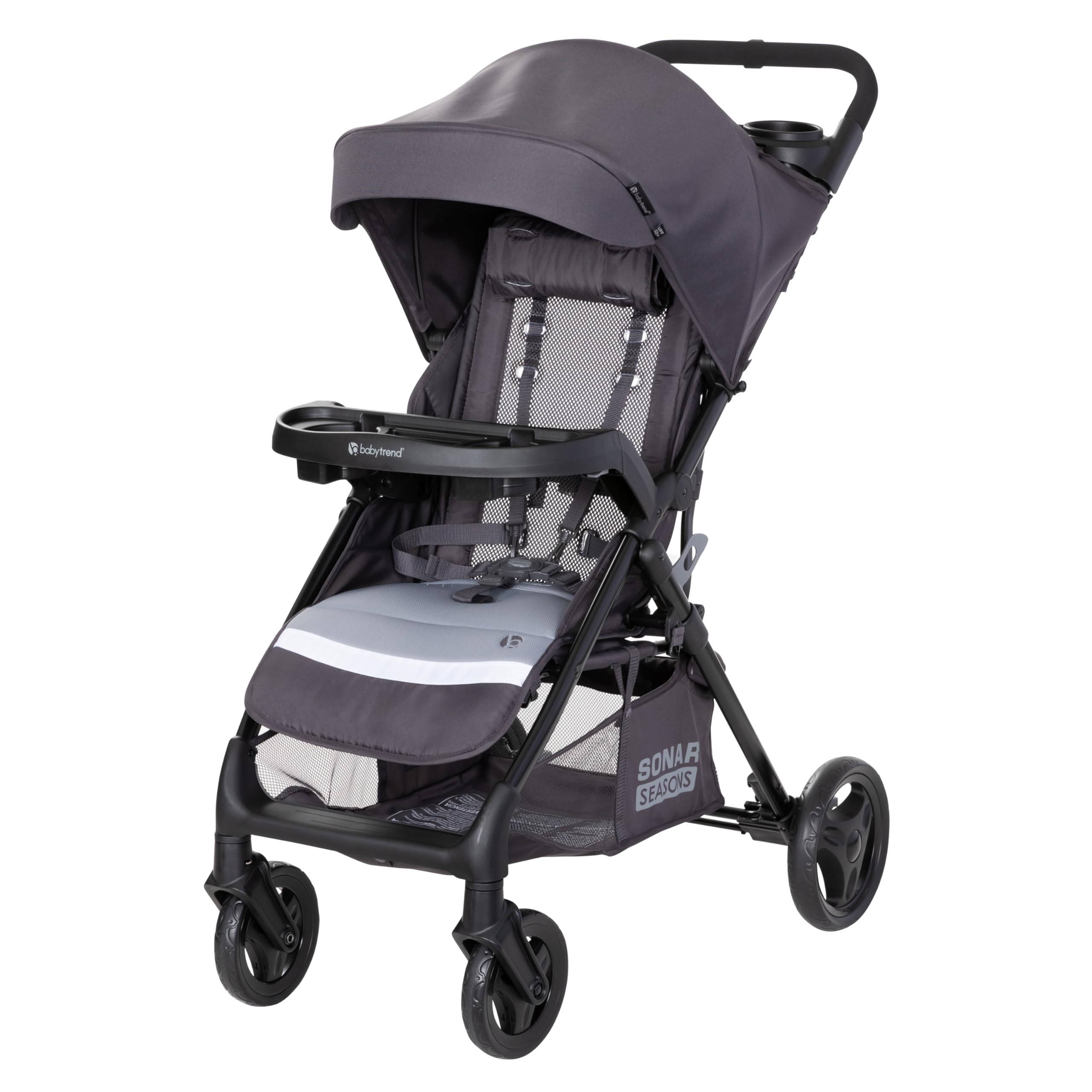 Baby Trend Sonar Seasons Stroller - Lightweight Travel Stroller with Adjustable Canopy, Liberty Grey | Perfect for Newborns to Toddlers, Ideal for Shopping, Travel & Daily Walks