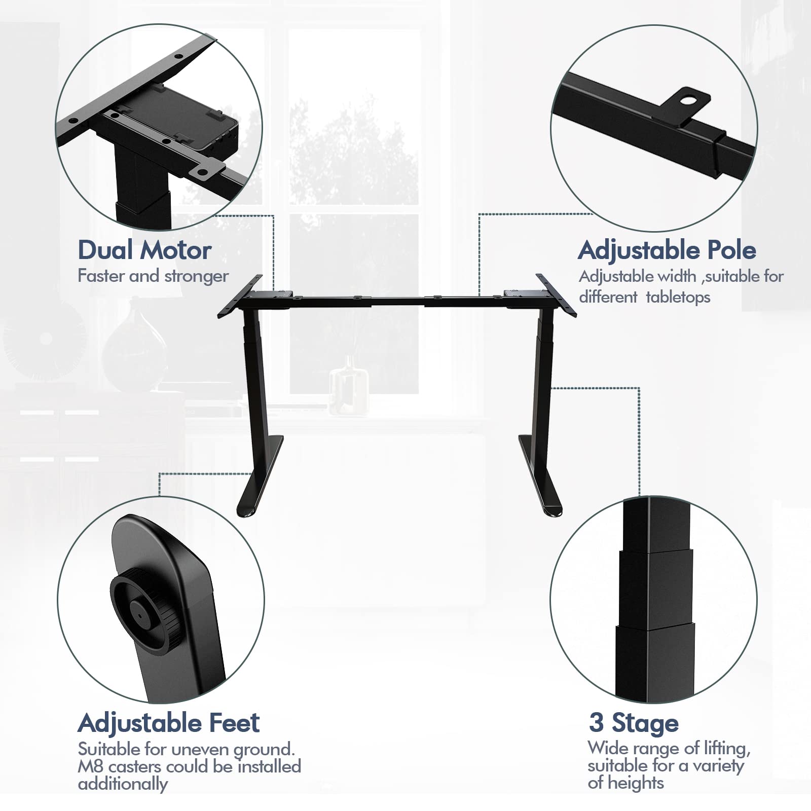 AIMEZ0 Dual Motor Electric Standing Desk Frame - Adjustable Height 27.4