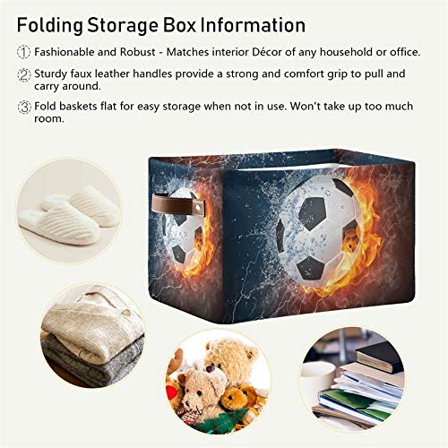 **AUUXVA SEULIFE Foldable Storage Basket - Large Collapsible Organizer Bin for Football, Soccer Toys, Bathroom, Kids Nursery & Closet - Fire & Water Resistant with Handles (1 Pack) - Perfect for Sports Gear, Bathroom Essentials & Kids' Room Organization**