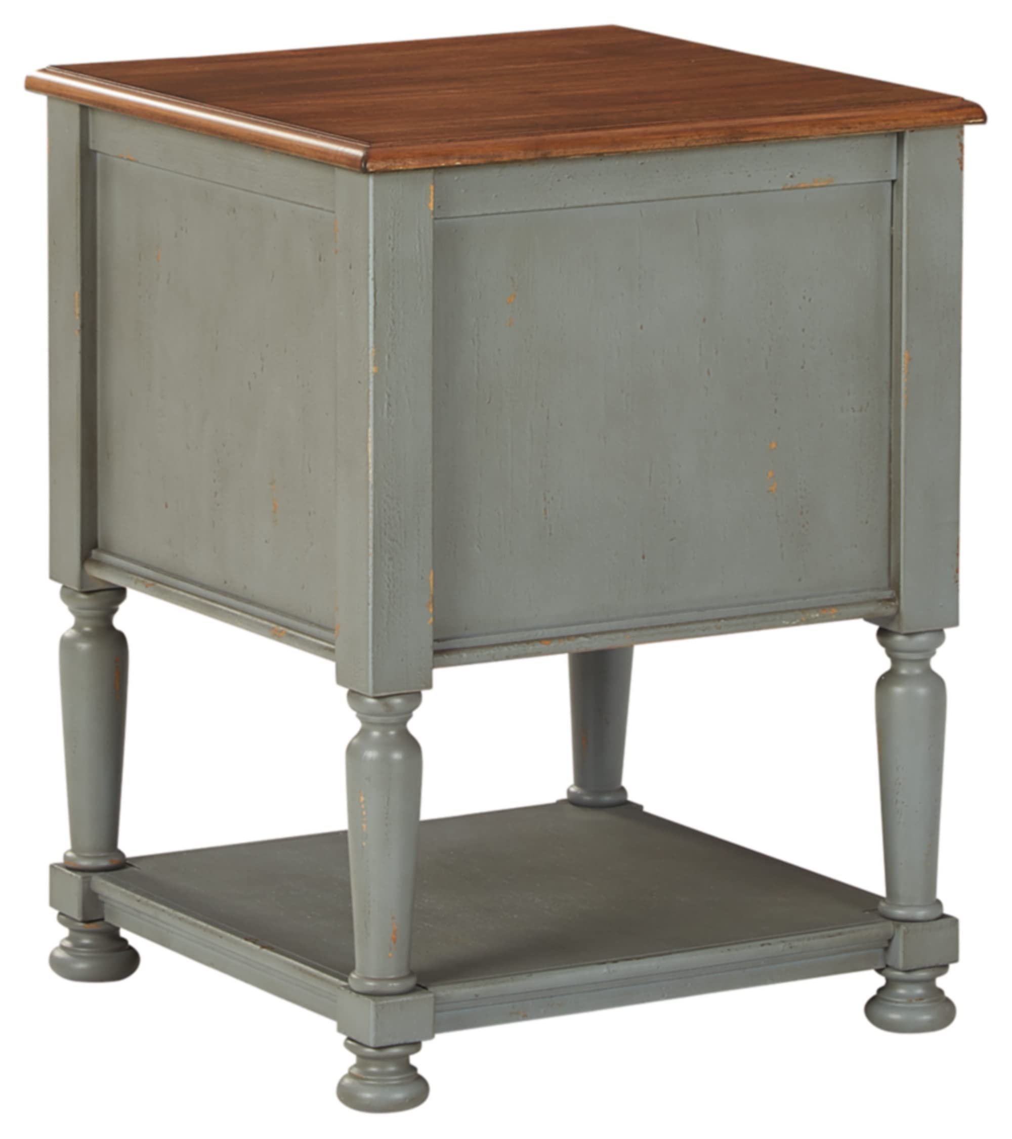 Signature Design by Ashley Mirimyn Farmhouse Accent Cabinet End Table - Gray & Brown Wood Nightstand for Living Room, Bedroom & Entryway Storage