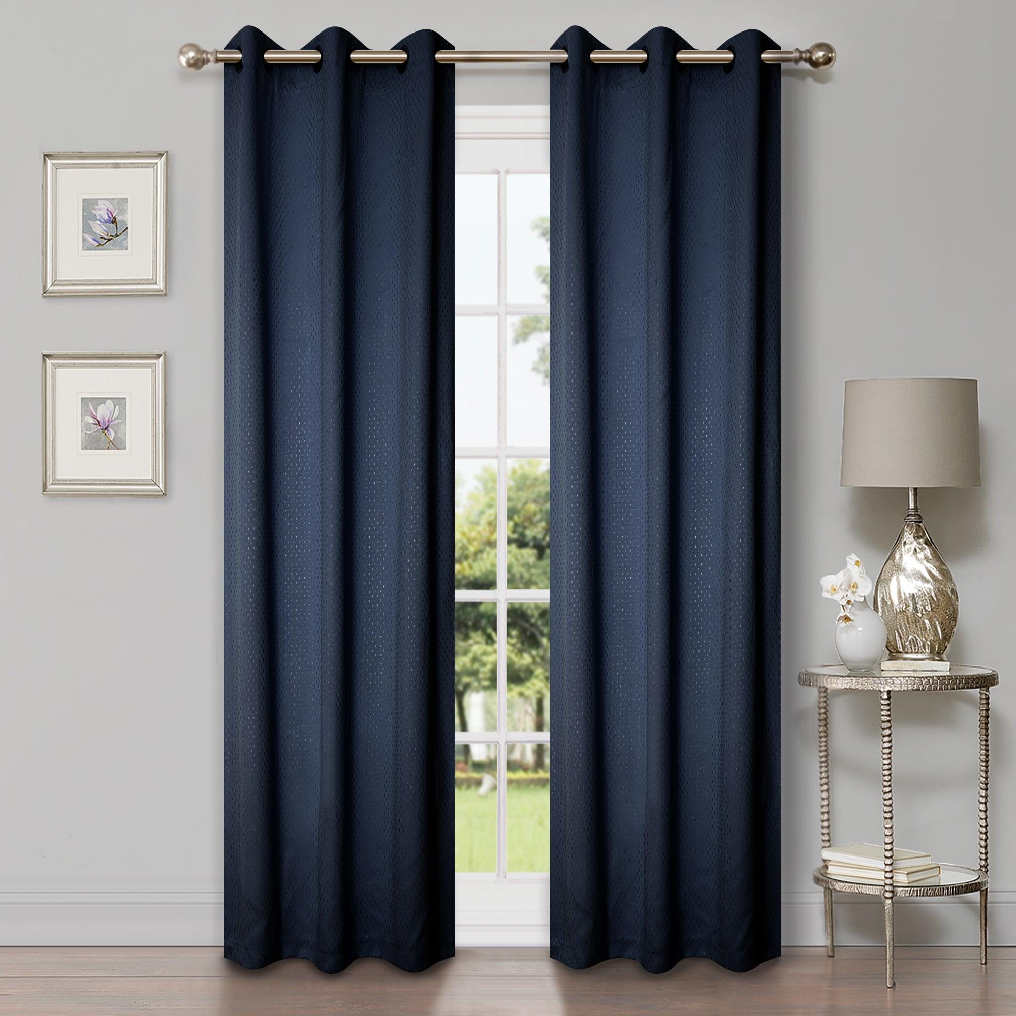 Blackout Solid Shimmer Grommet Curtain Panel Set of 2 Panels - 42 Inch Length - Light Blocking Window Treatment for Bedroom & Living Room