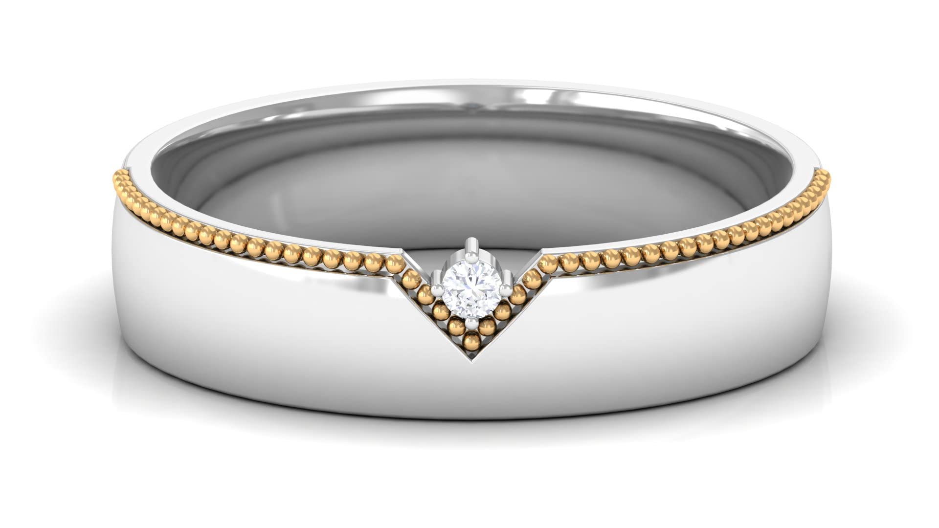 14K Solid Gold Men's Diamond Wedding Band Ring - Certified Classic Beaded Design, April Birthstone - Perfect for Anniversaries, Engagements & Special Occasions