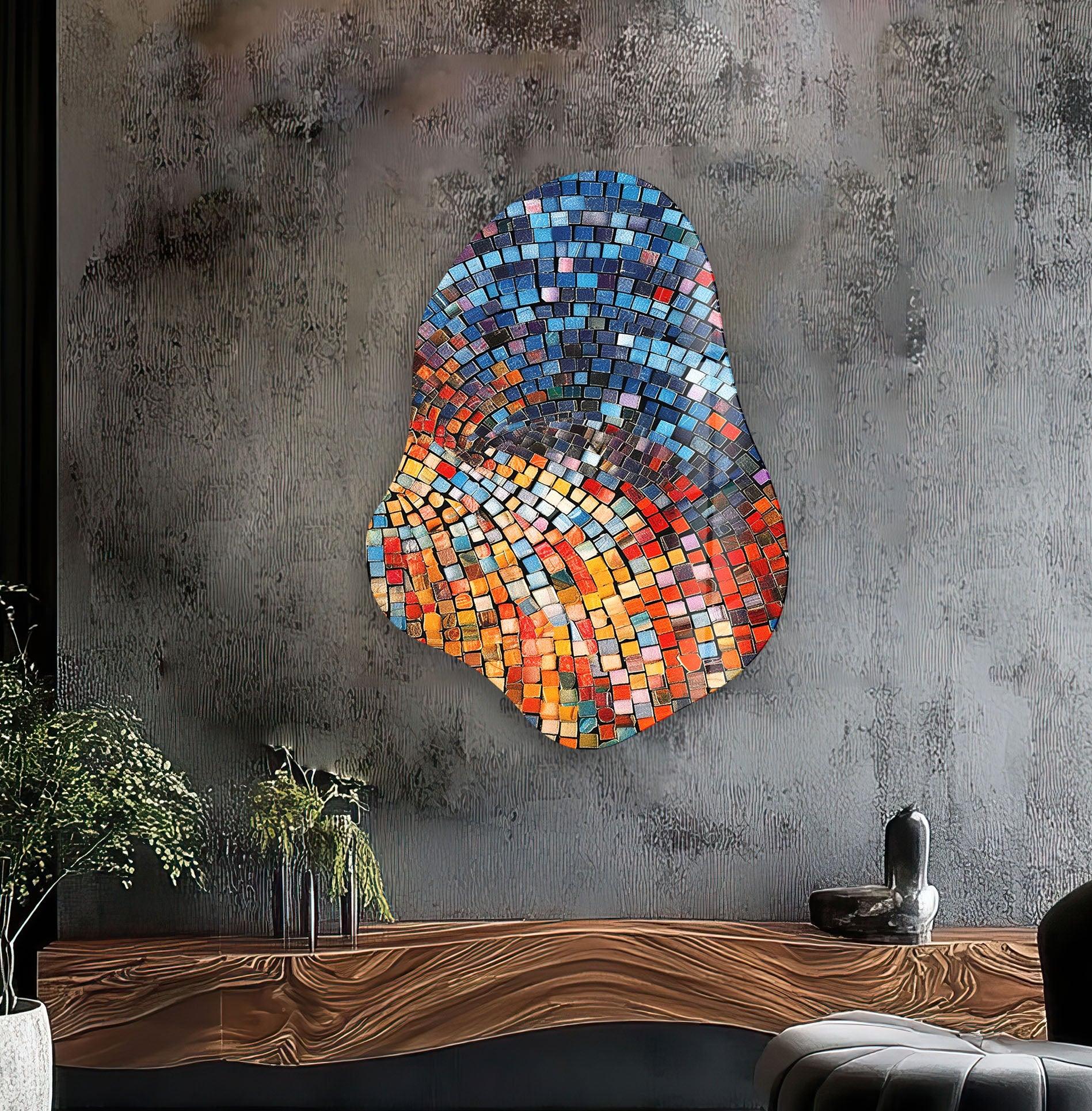 Blue Mosaic Glass Tiles - Handmade Decorative Wall Art for Bathroom, Kitchen Backsplash & Home Decor