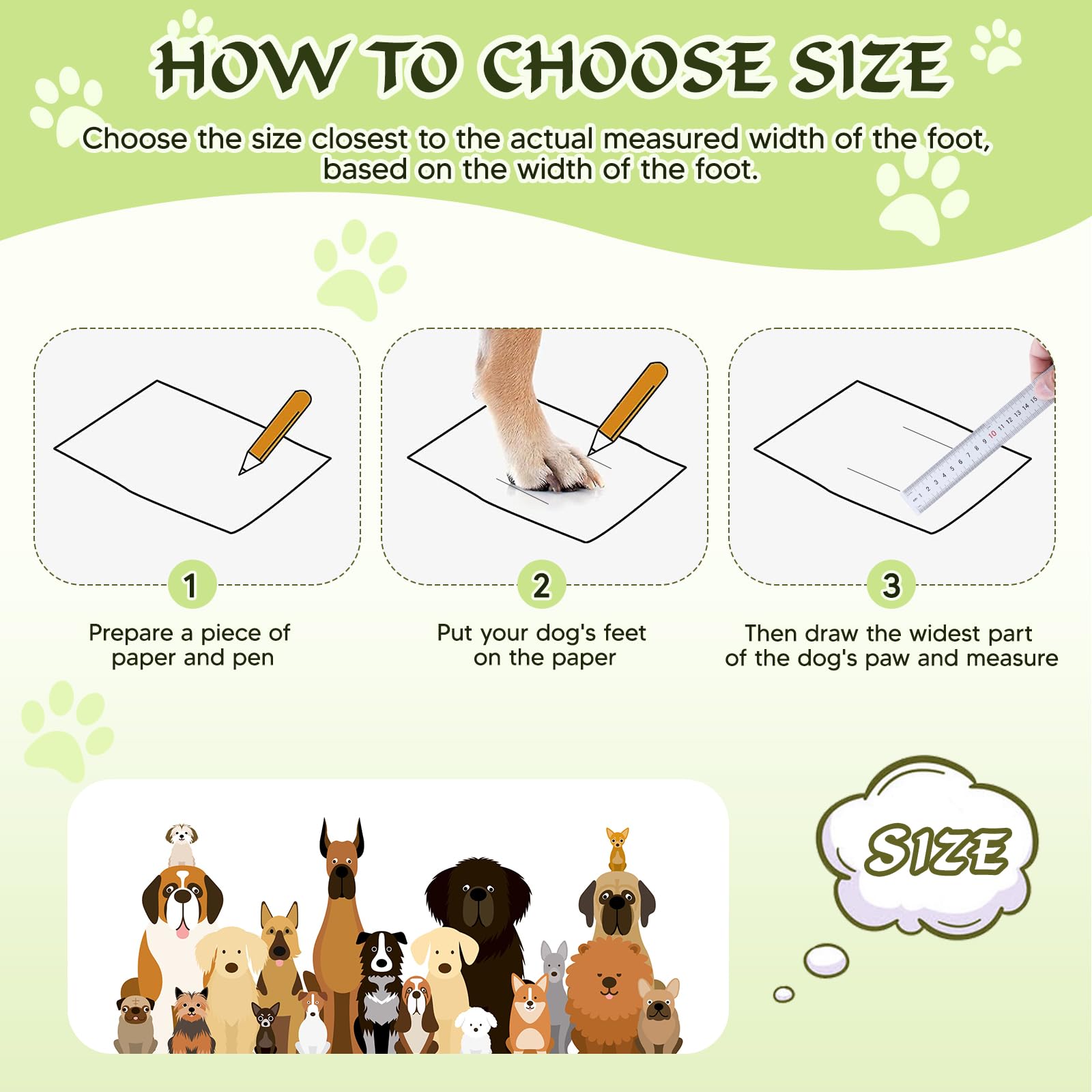 FISHOAKY Anti-Slip Dog Boots for Large Dogs - Waterproof Paw Protectors for Winter Snow & Hot Summer Pavement - 4 Pack Green Dog Shoes Size 8 - Perfect for Hiking, Walking & Outdoor Adventures