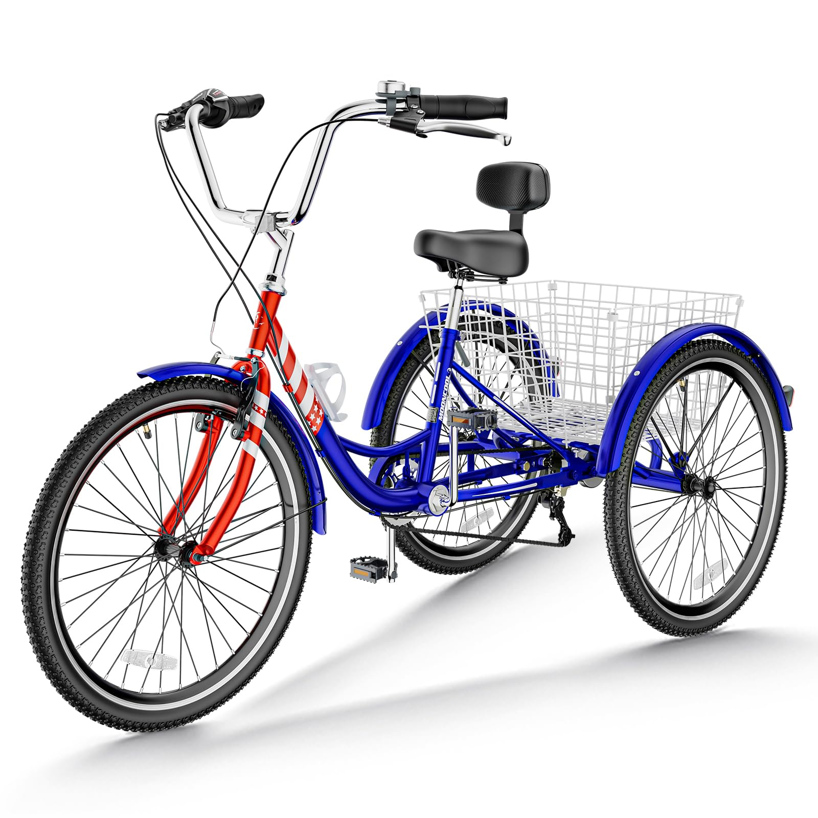 NAIZEA 7-Speed Adult Tricycle - 20/24/26 Inch 3-Wheel Cruiser Bike with Large Basket for Seniors, Men & Women - Comfortable & Stable Ride for Groceries, Errands & Leisure (Multiple Colors Available)