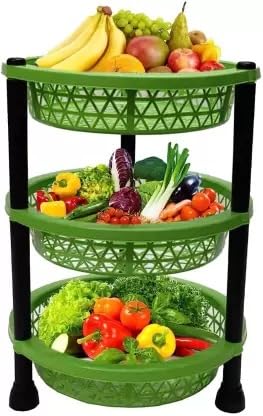 REGOLITH ENTERPRISES Plastic Vegetable Storage Rack - DIY Kitchen Trolley for Organizing Fruits, Vegetables, Onions & Potatoes | Space-Saving Pantry & Countertop Organizer for Home & Restaurant Use