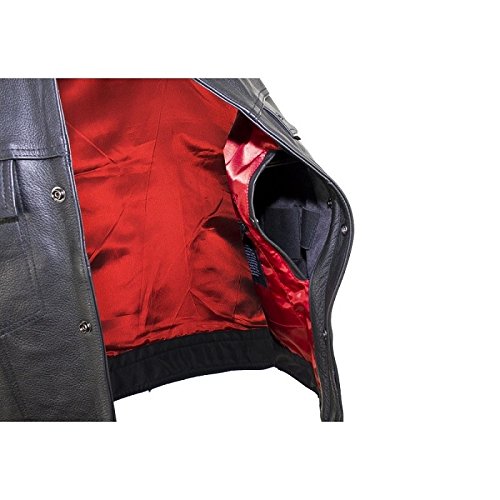 Men's Premium Leather Motorcycle Vest with Concealed Gun Pockets - Biker Jacket for Riding, Outdoor Adventures & Motorcycle Events