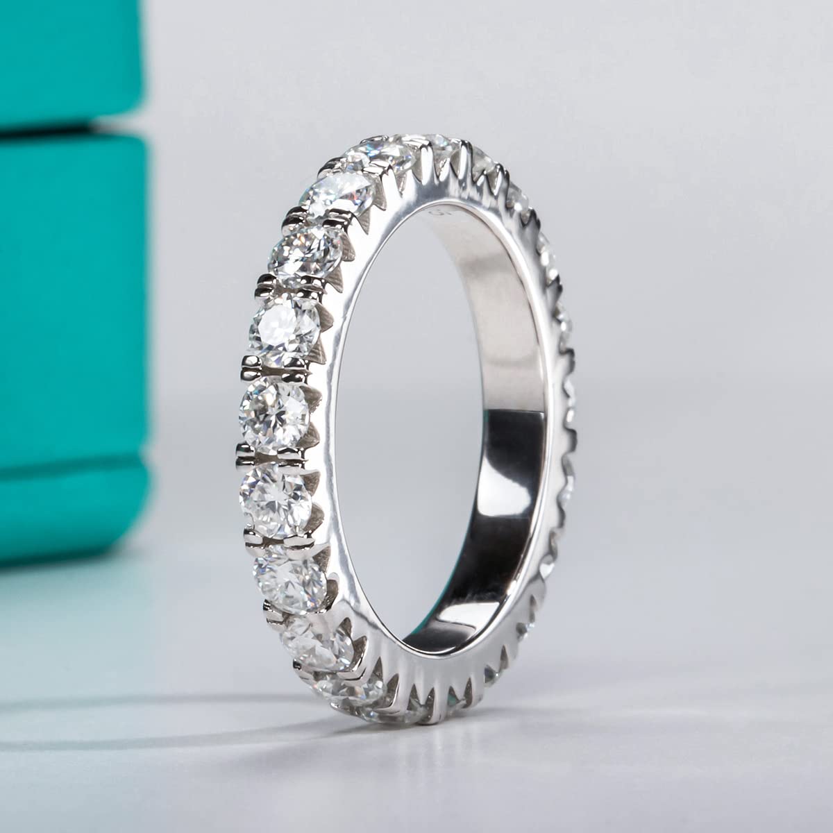 AnuClub D Color Moissanite Eternity Wedding Band Ring for Women - 925 Sterling Silver Engagement Ring with Certificate | Perfect for Anniversaries, Proposals & Bridal Jewelry