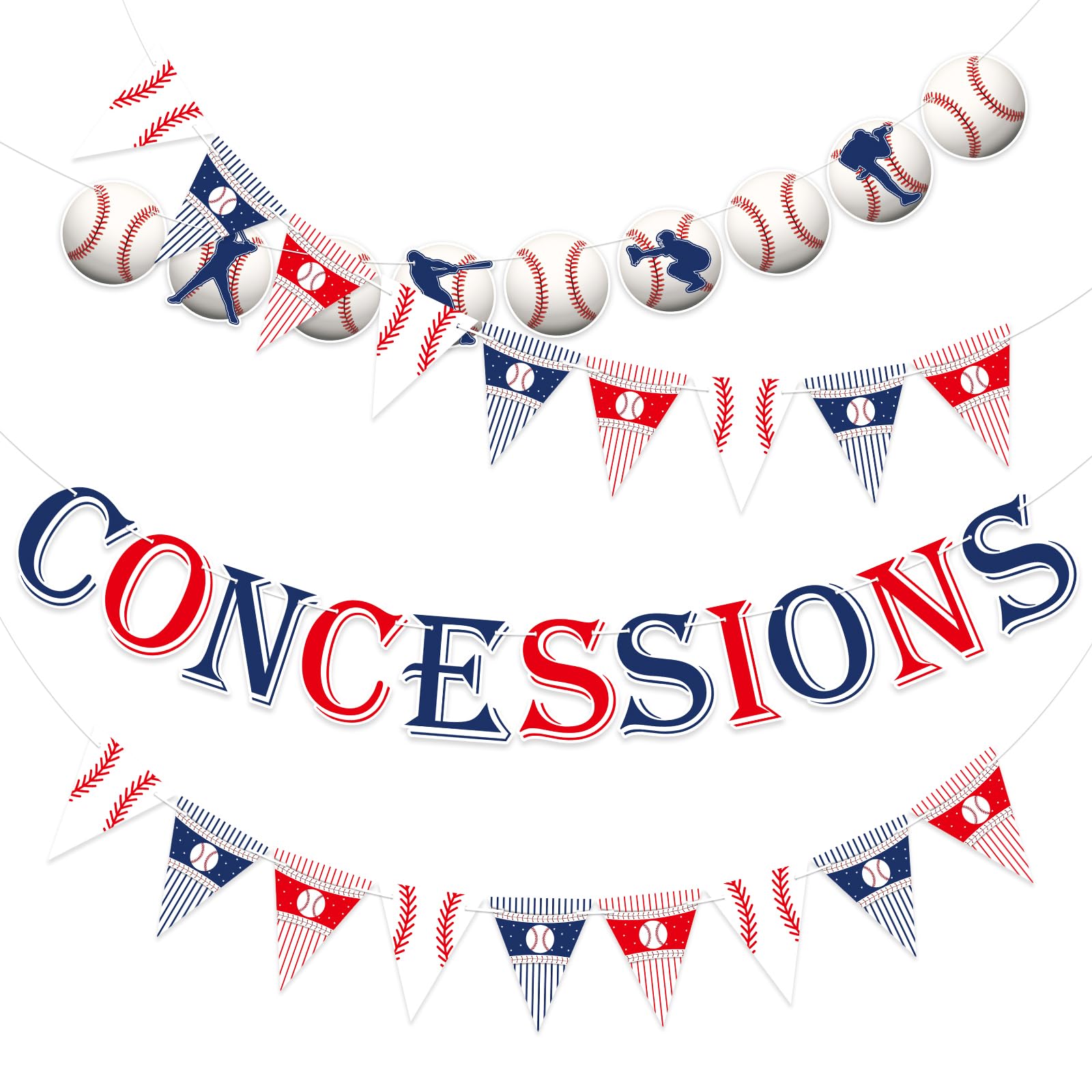 KALEFO Baseball Party Decorations Set - 4PCS Sports Theme Birthday Banner & Triangle Flags for Baby Shower, Game Day & Team Celebrations