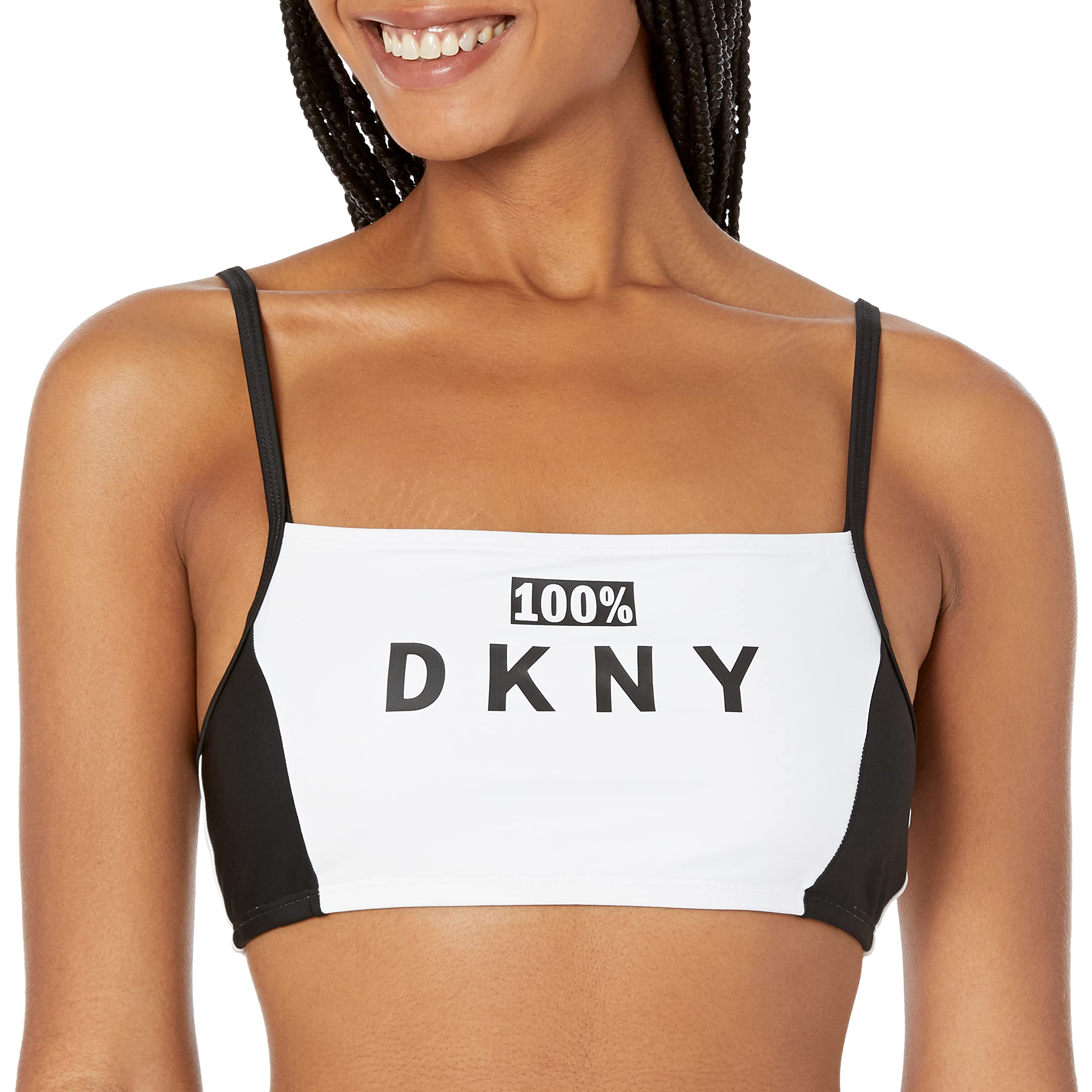 DKNY Women's Square Neck Bikini Top - Comfortable Swimwear for Beach, Pool & Summer Vacations