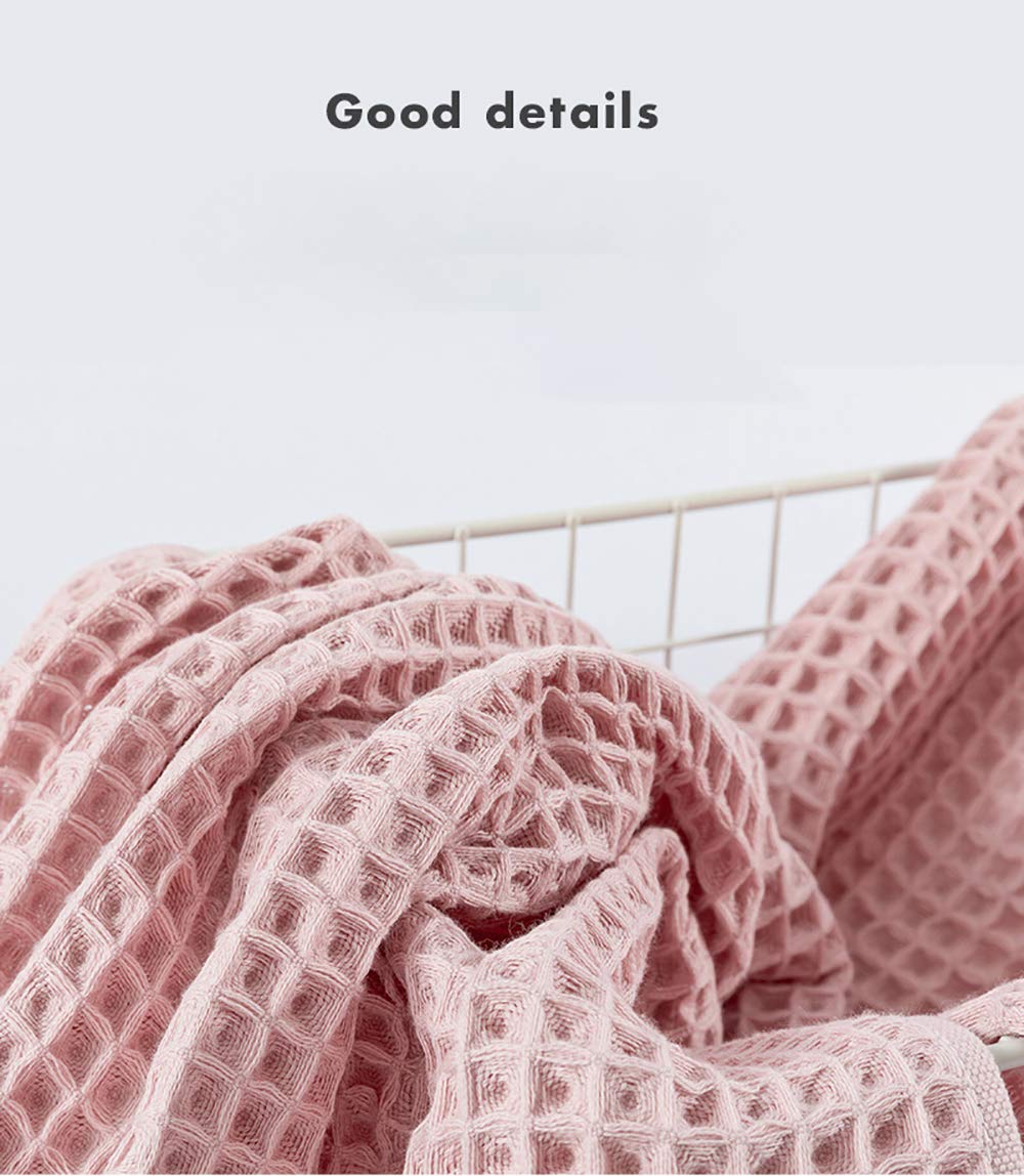 3-Piece Waffle Weave Bath Towel Set - Soft Absorbent Bath Towel, Hand Towel & Face Towel (Pink) | Luxury Spa & Bathroom Essentials for Home & Hotel Use