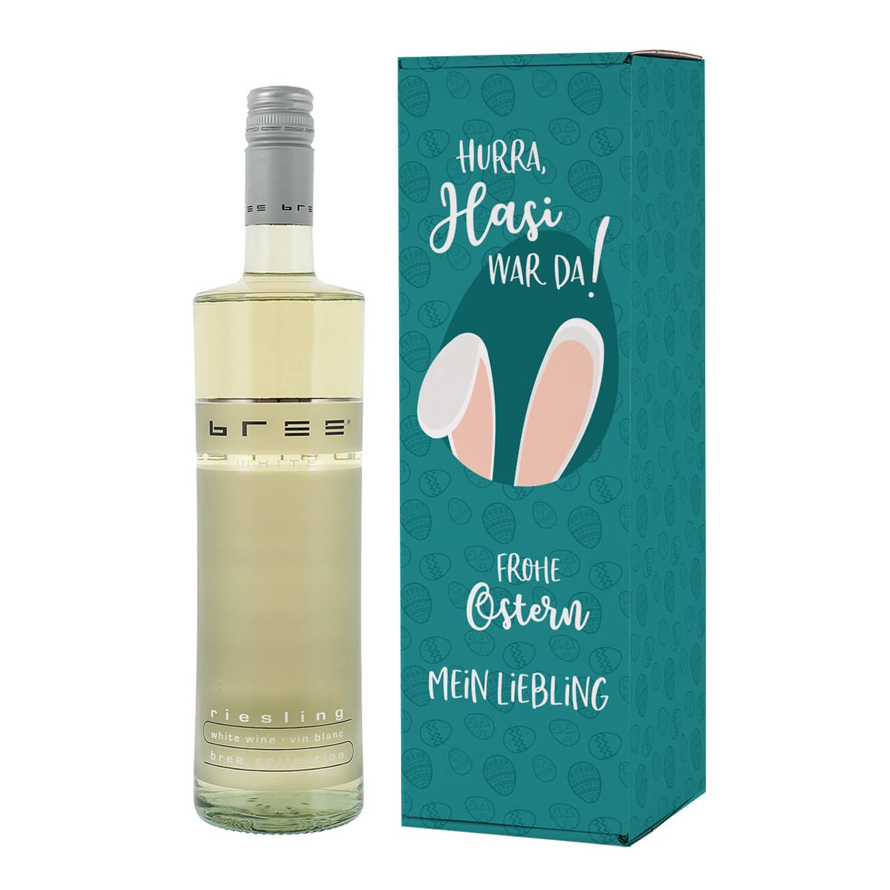 Personalized Herz & Heim® Bree Wein 0.75L Easter Gift Set - Premium White Wine with Custom Packaging for Celebrations & Gifting