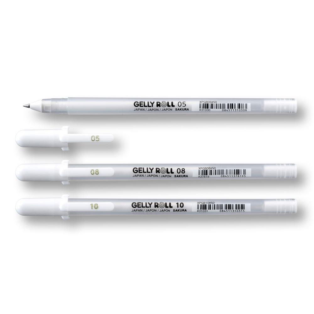 Sakura Gelly Roll Classic White Gel Pens - 10-Pack Fine Point 0.8mm for Journaling, Scrapbooking, Art & Craft Projects