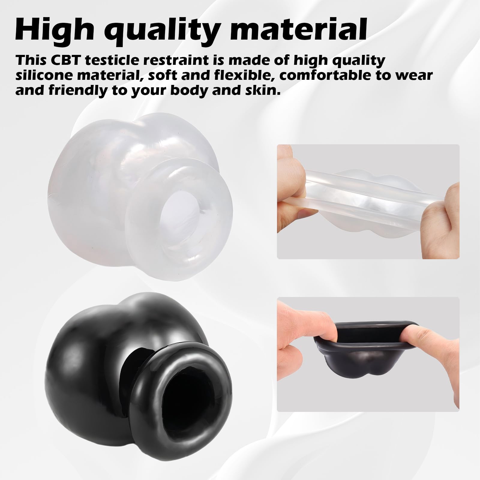 Premium Soft Silicone Testicle Stretcher & CBT Chastity Device Set (2-Piece) - BDSM Bondage Gear for Men with Scrotal Restraints | Cock & Ball Torture Training Kit for Couples Play & Solo Exploration