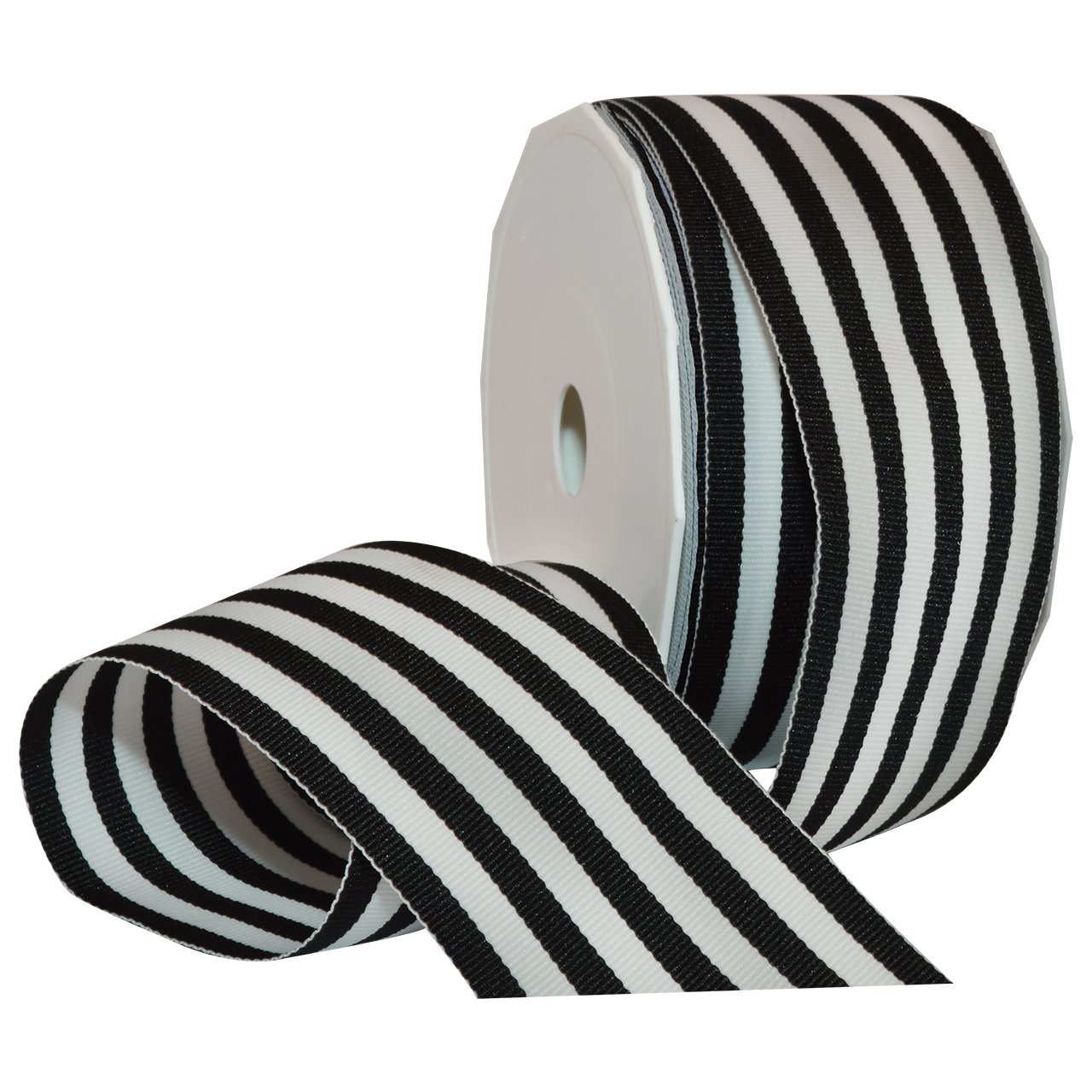 Morex Polyester Grosgrain Striped Decorative Ribbon - 20 Yards, Black, 2-1/4 Inch Wide - Perfect for Gift Wrapping, DIY Crafts, Hair Bows, and Party Decorations