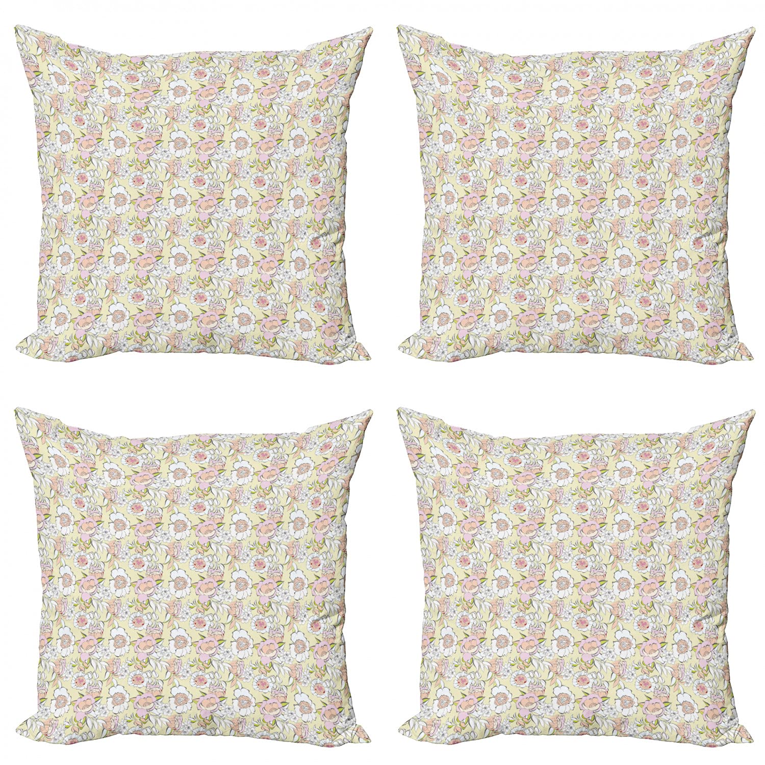 Ambesonne Floral Throw Pillow Covers Set of 4 - 16