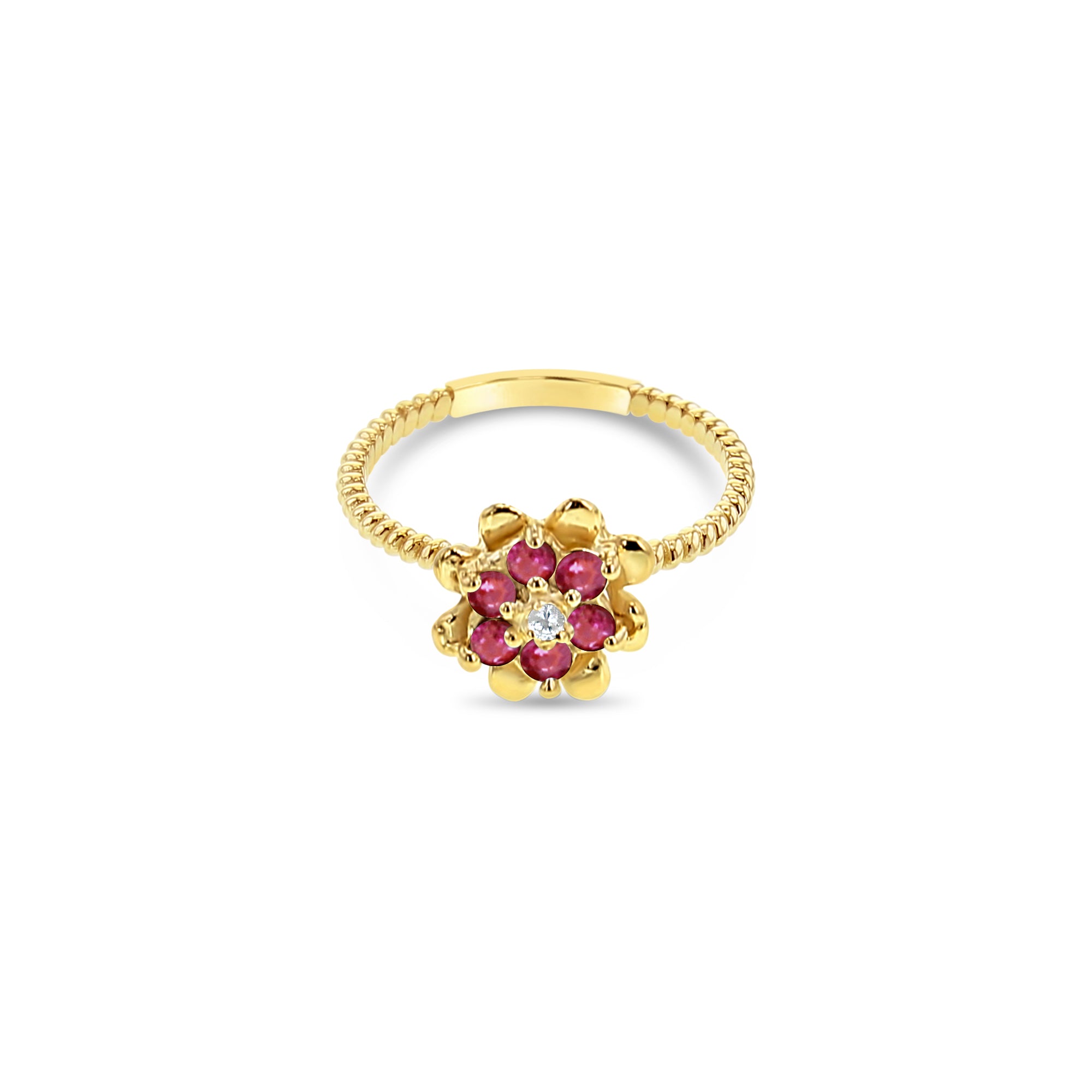 14K Yellow Gold Custom Gemstone Small Tulip Ring - Elegant Floral Jewelry for Women, Perfect for Weddings, Anniversaries & Everyday Wear