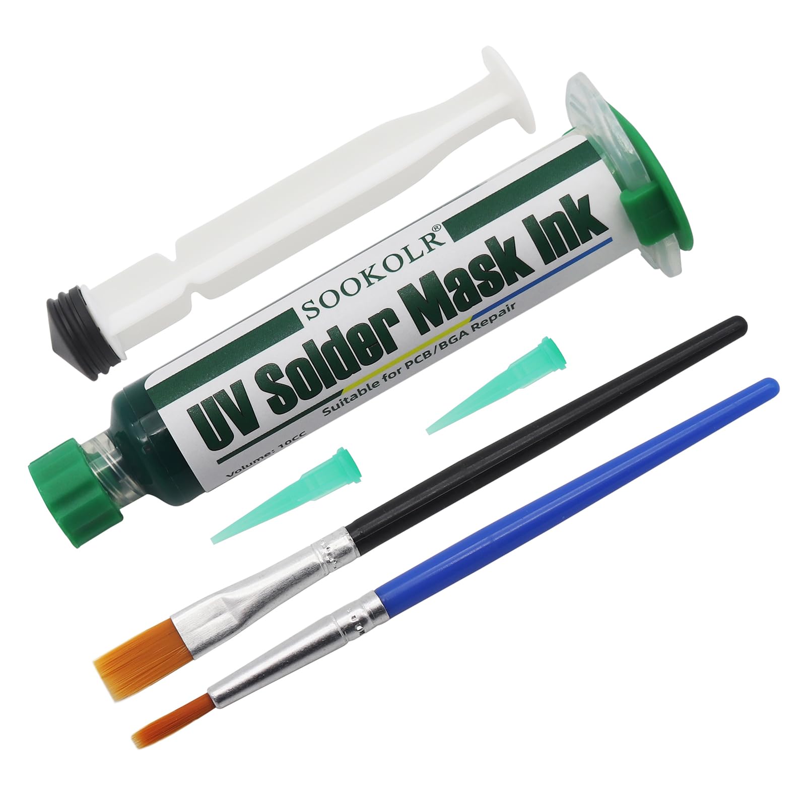 10CC Green UV Curing Solder Mask Ink - PCB BGA Repair, Anti-Corrosion Solder Resist Paste for Circuit Board Protection | DIY Electronics, PCB Maintenance & Component Repair