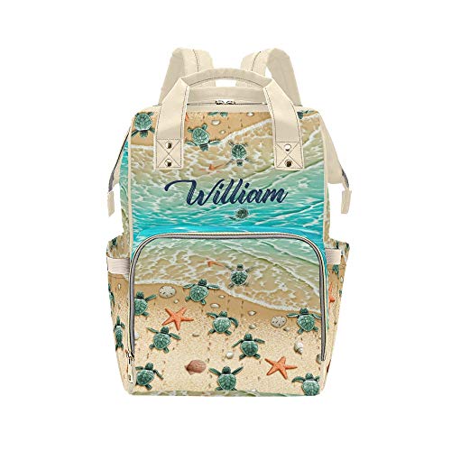 Custom Seaturtle Diaper Backpack for Mom - Personalized Baby Bag for Beach & Travel