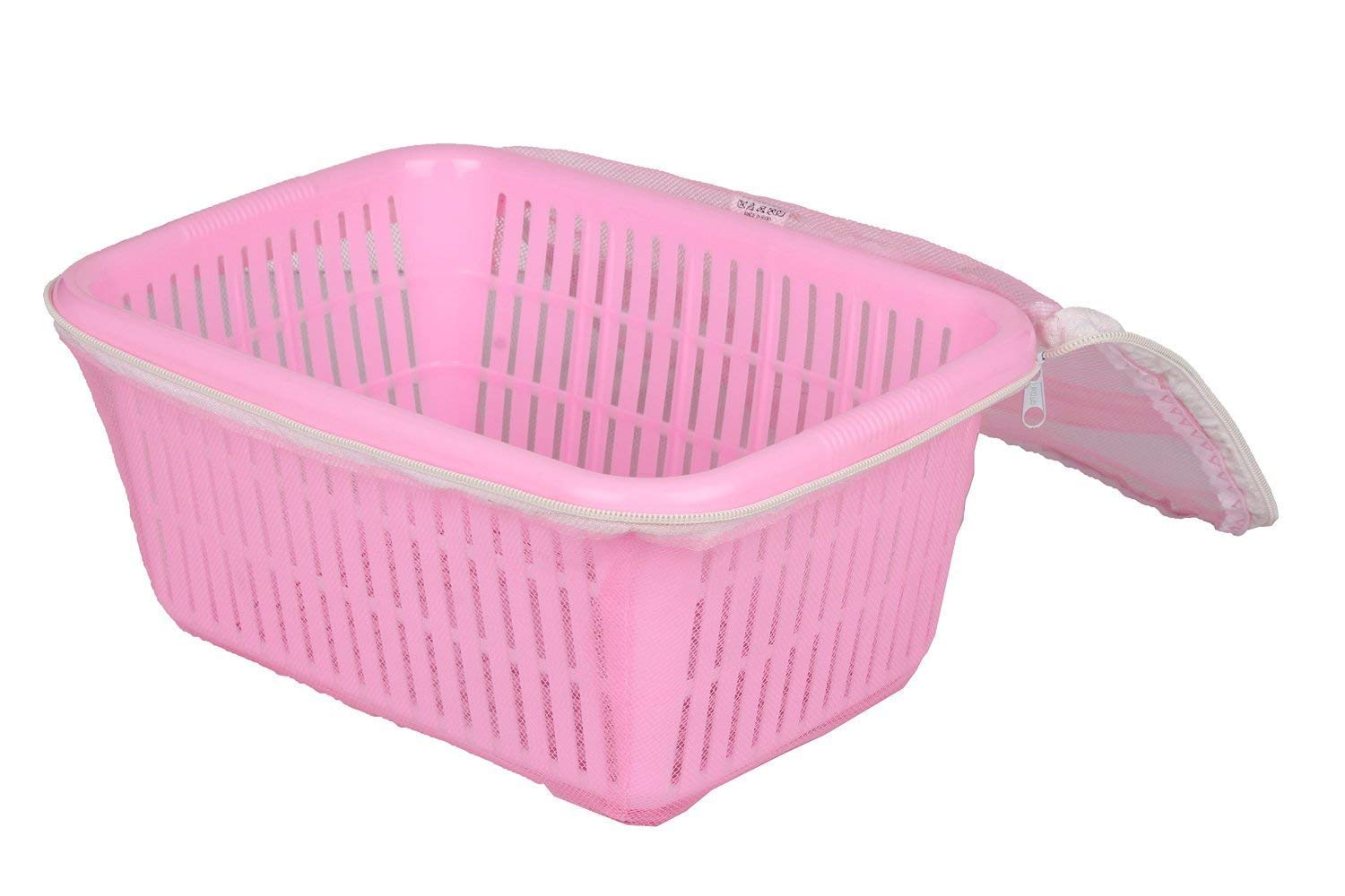 VELLURA Multipurpose Plastic Fruit & Vegetable Basket with Mesh Net Cover | Kitchen Storage Organizer for Dining Table, Countertop | Fresh Produce Keeper with Zipper Lid (Blue & Pink) - Perfect for Storing Apples, Bananas, Tomatoes in Pantry or Refrigerator