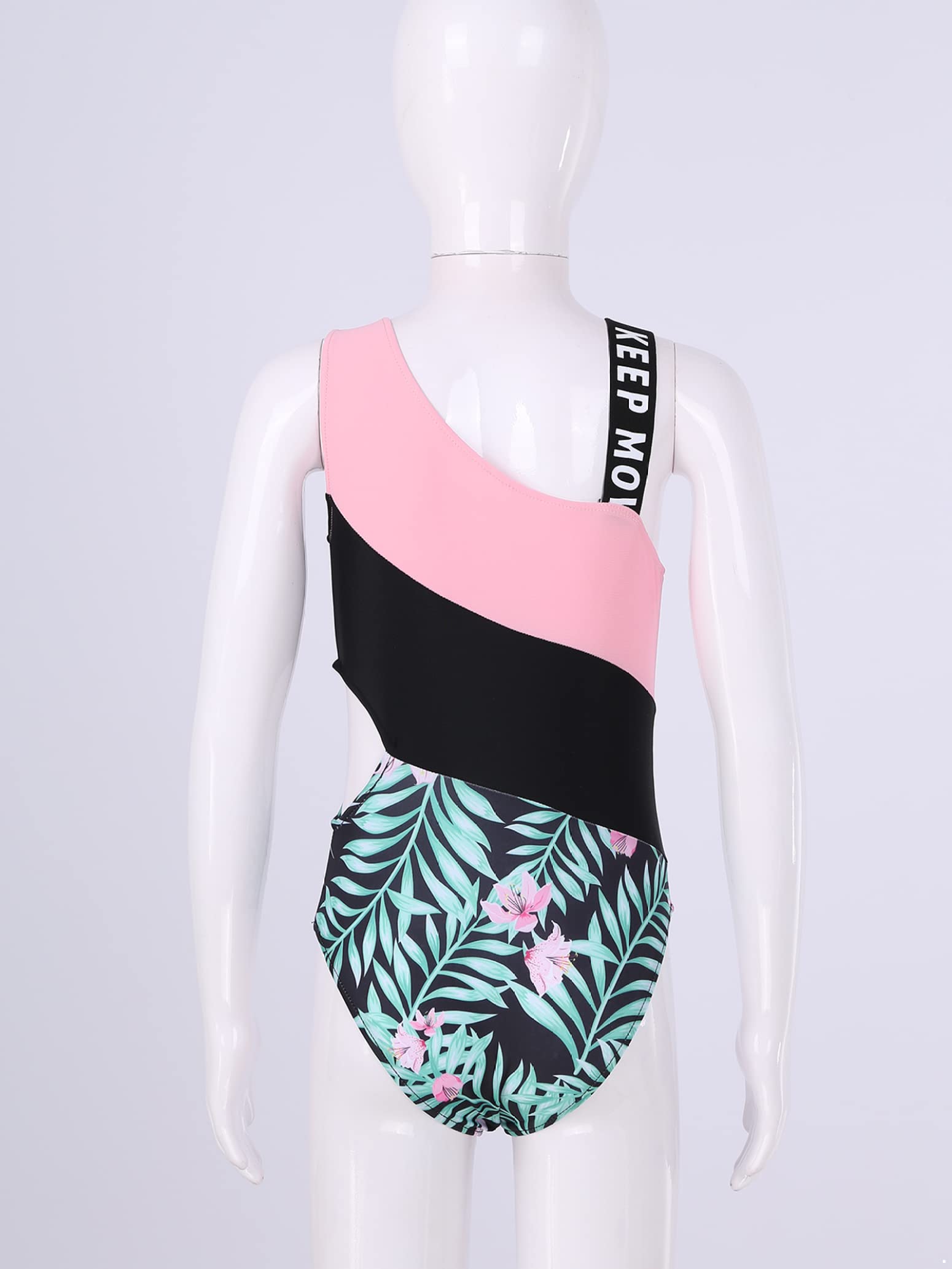 Girls' One Shoulder Letter Print Swimsuit - Stylish Cutout Waist One Piece Bathing Suit for Kids | Perfect for Beach, Pool Party & Summer Vacation