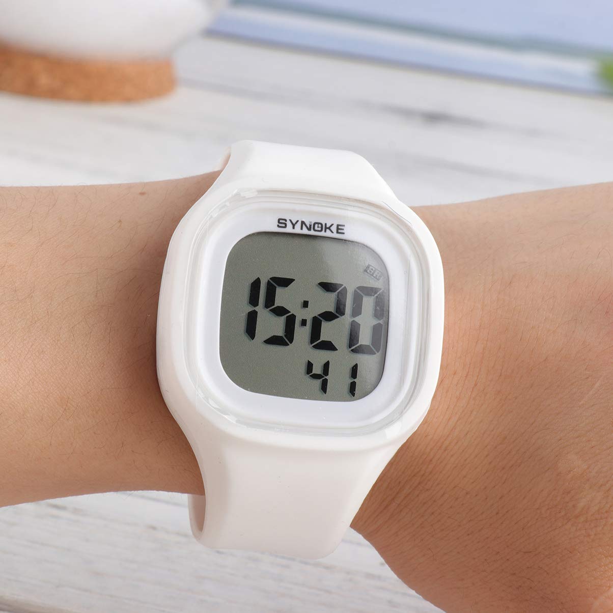Waterproof Digital Sports Watch with Glow-in-the-Dark Silicone Strap for Men & Women - Perfect for Running, Swimming & Outdoor Activities (White)