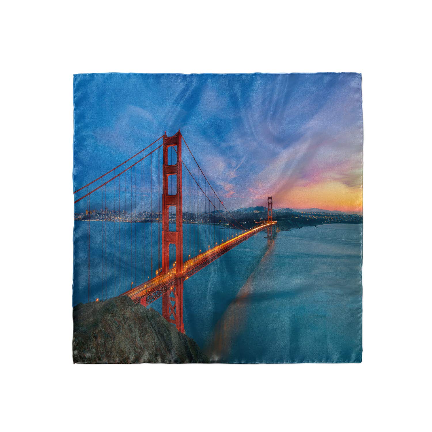 Ambesonne Travel Hair Scarf - Golden Gate Bridge Print Head Wrap for Women, Beach, Summer & Outdoor Activities