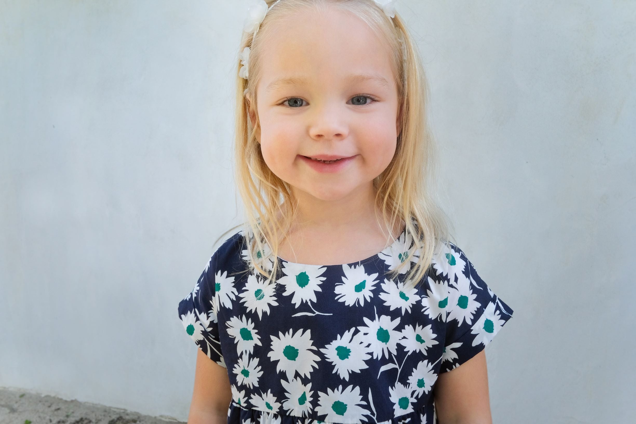 Lola Girls Floral Dress in Navy Green - Cute & Comfortable Summer Outfit for Toddlers, Playdates & Special Occasions
