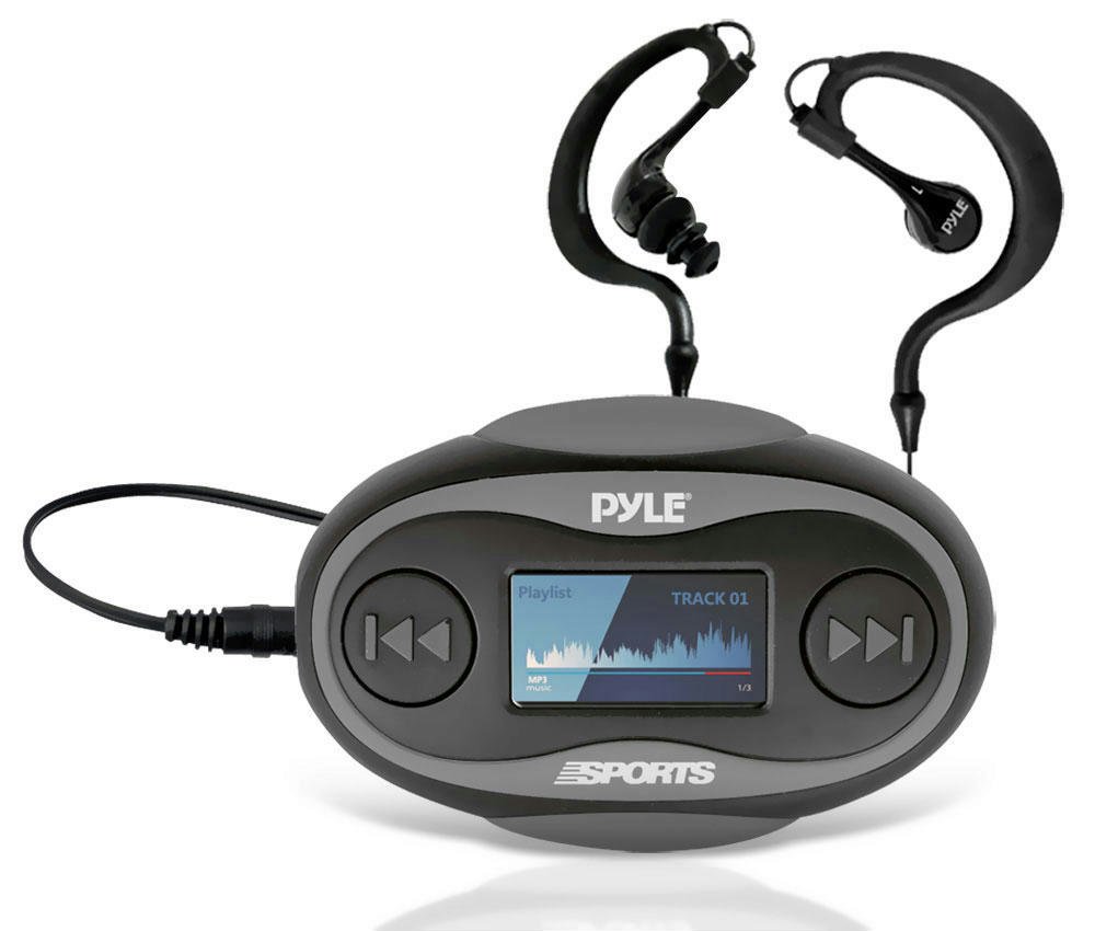 Pyle PSWP25BK 4GB Waterproof MP3 Player with FM Radio & Waterproof Headphones - Black | Perfect for Swimming, Running, Workouts & Outdoor Activities