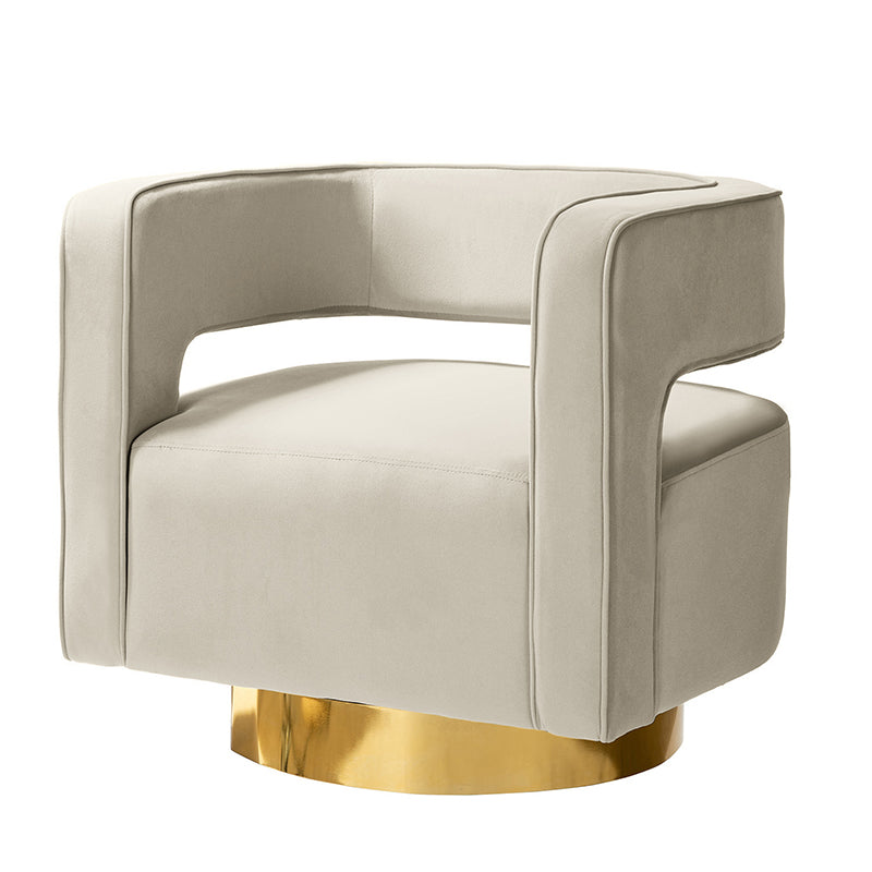 Agata Velvet Swivel Barrel Armchair - Modern Velvet Accent Chair with 360° Rotation for Living Room, Bedroom & Office