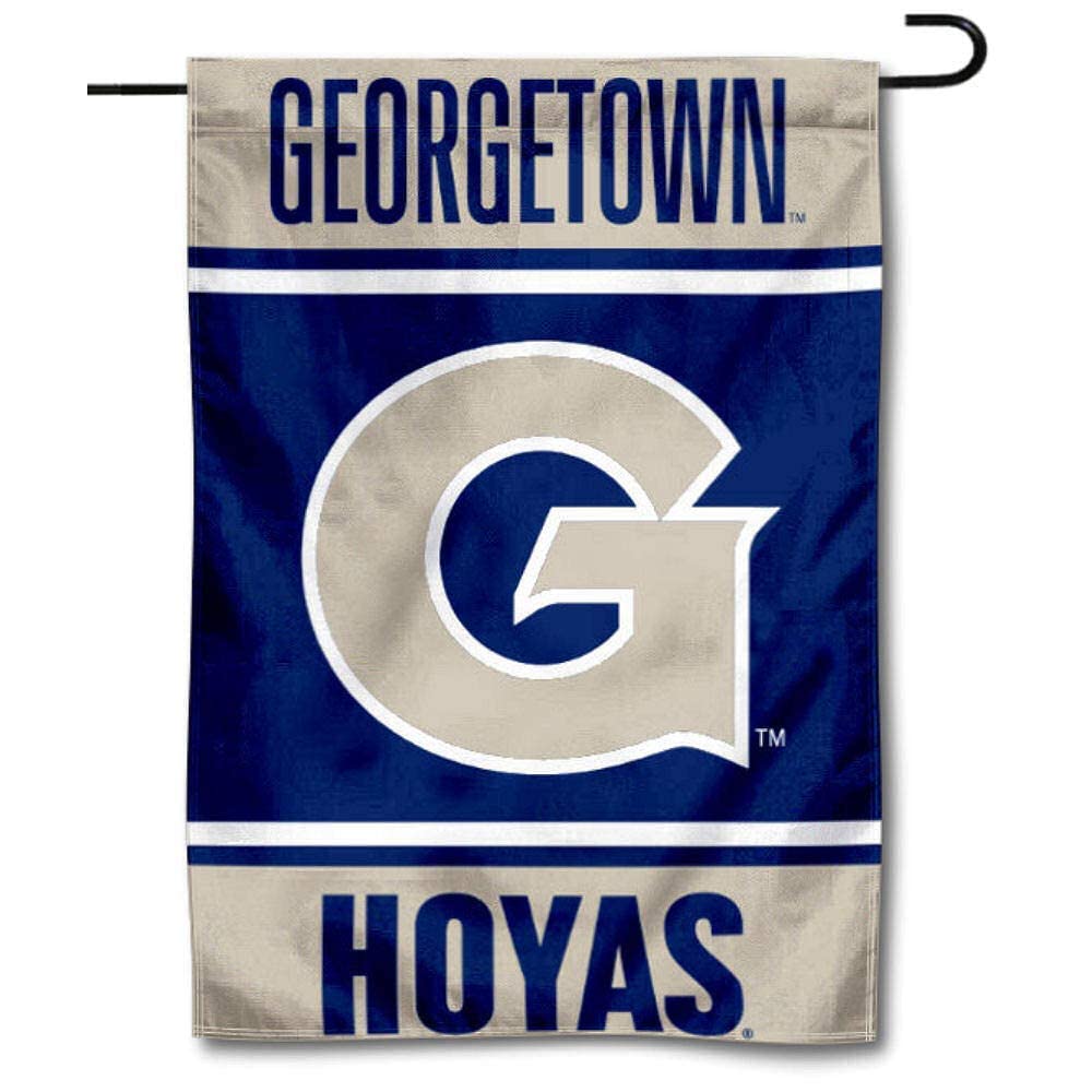 Georgetown Hoyas Garden Flag with USA Stand Pole Holder Set - College Team Spirit Decoration for Yard, Porch, and Tailgating
