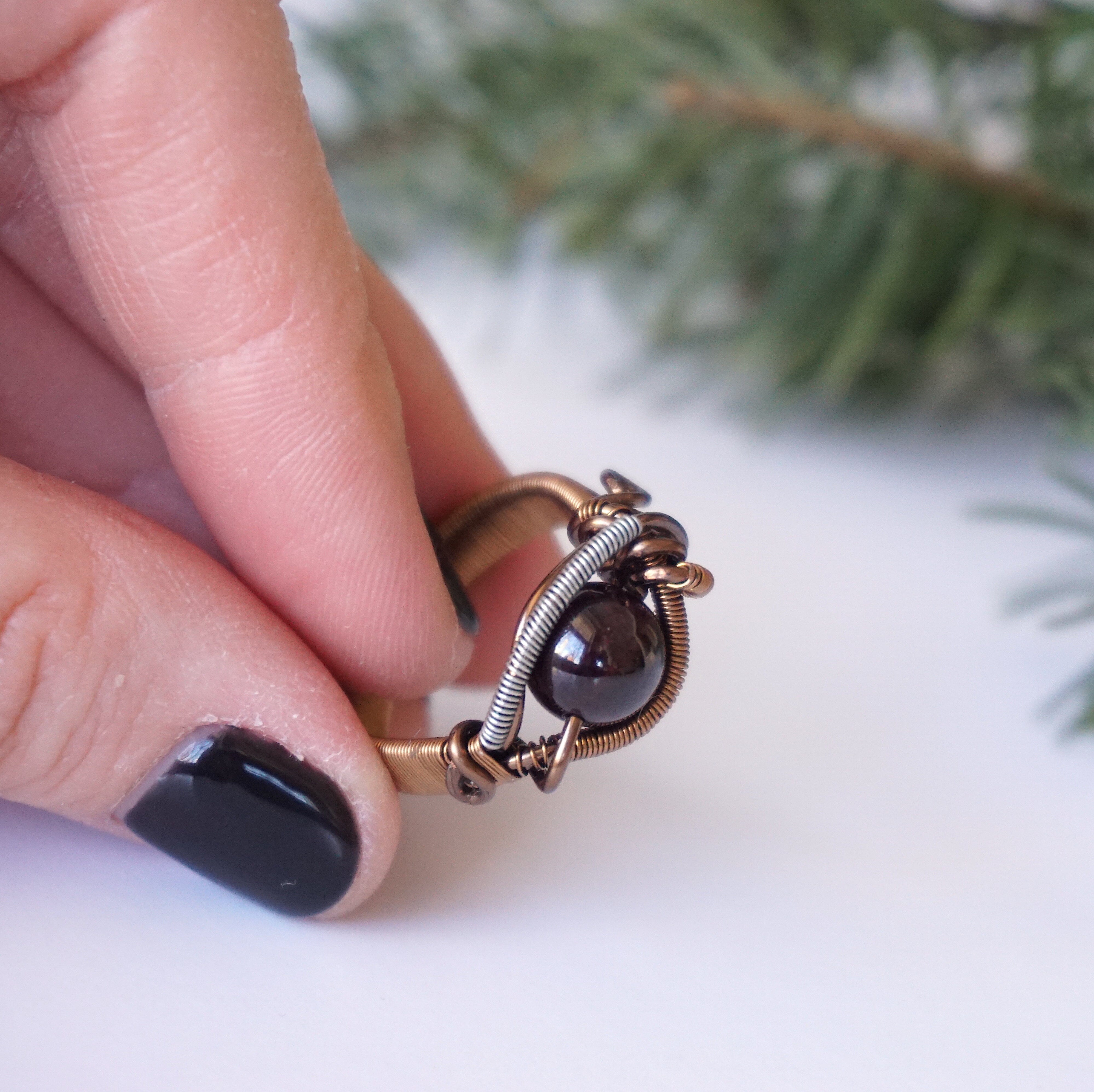 Garnet Crystal Ring in Antique Bronze - Elegant Vintage Jewelry for Women, Perfect for Weddings, Parties & Special Occasions