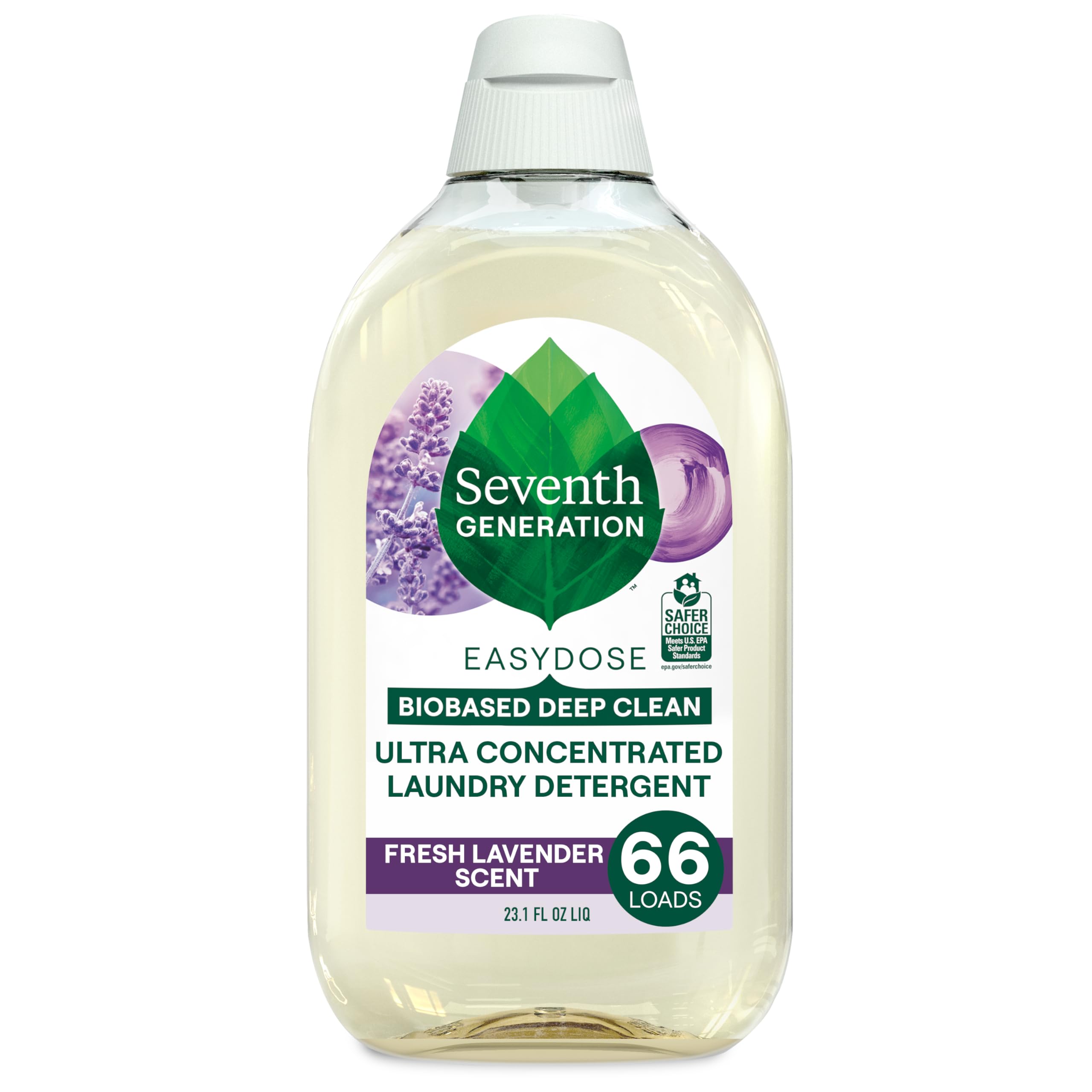 Seventh Generation EasyDose Ultra Concentrated Laundry Detergent - Fresh Lavender Scent, 23 oz | Eco-Friendly Liquid Detergent for All Machines | Perfect for Sensitive Skin & Baby Clothes