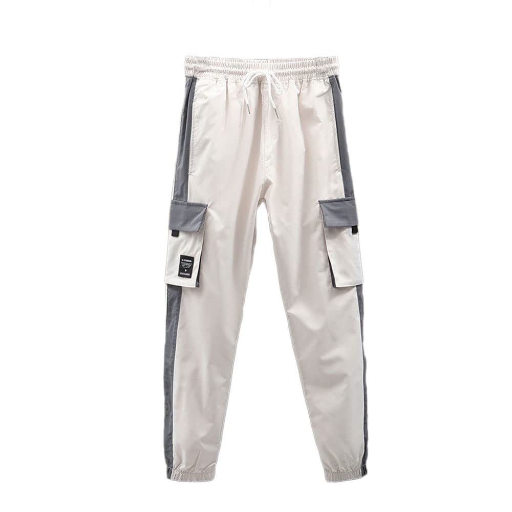 Men's Hip Hop Jogger Pants - Elastic Waist Streetwear Cargo Pants with Multi-Pockets | Punk Patchwork Design for Casual Wear, Gym & Urban Fashion